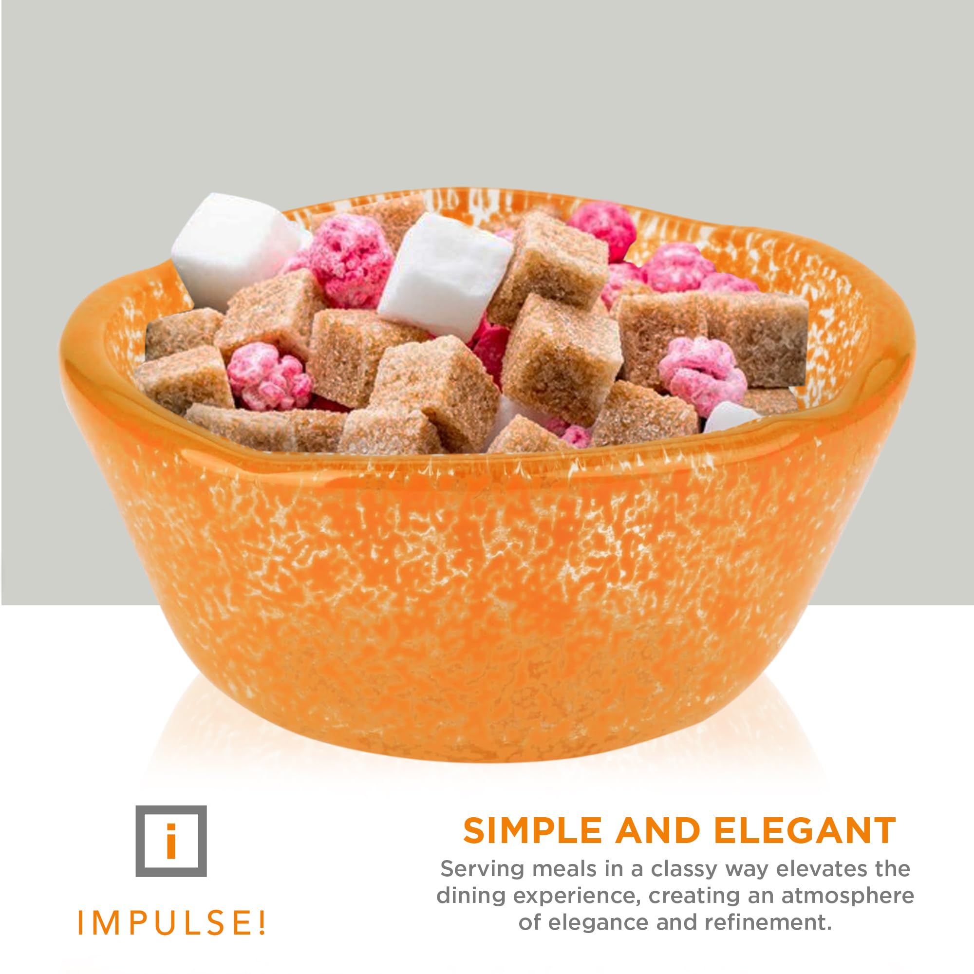 IMPULSE! Mini Small Splendido 2 oz. Glass Bowl (Orange) Set of 4 -Perfect for Serving, Food Prep, Condiments, Crafts, and Decor! Versatile and Stylish- 2.5