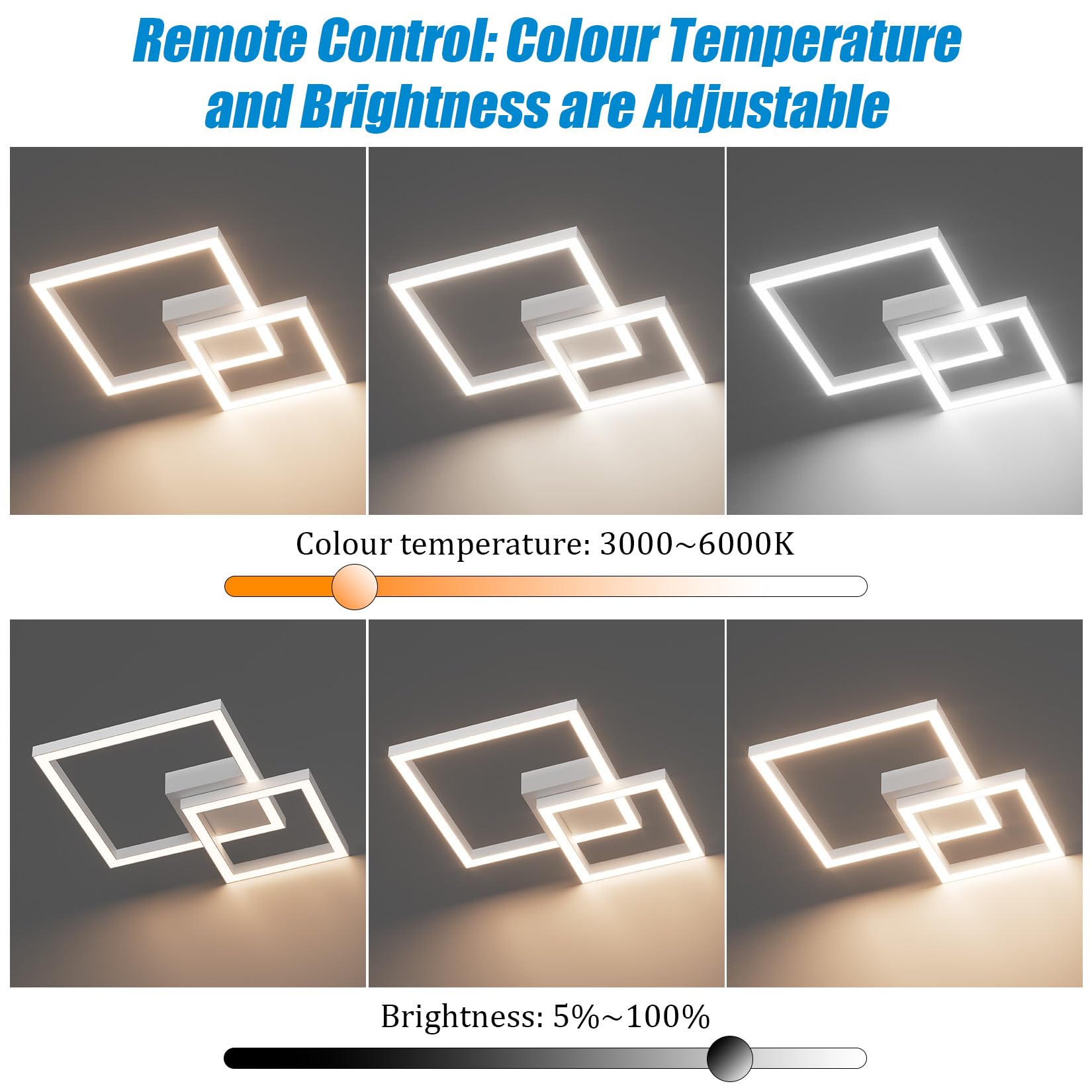 Klighten Plafoniera Led Soffitto 35W Dimmerabile con Telecomando, Lampada da Soffitto Moderna, Plafoniera Decorativa Alluminio per Soggiorno Cucina Corridoio Camera da Letto, 3000K-6000K, Bianco