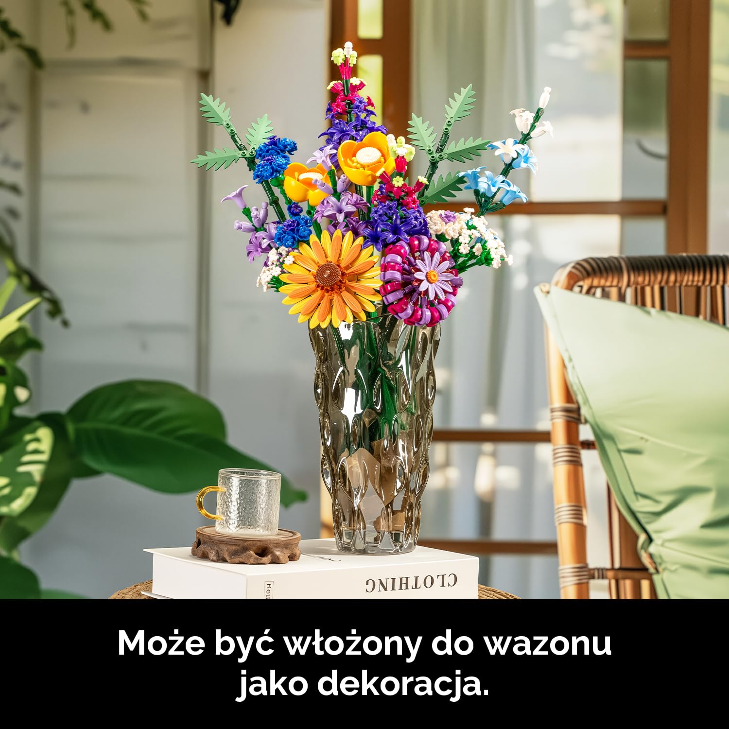 Klocki Kwiaty, 16 Dzikich Kwiatów Set Bukiet Klocków 1183 Elementów, Dekoracyjne Dalie, Chabry, Lawenda i Gerbery, Roślinna Dekoracja Wnętrz i Prezent dla Kobiet Mężczyzn Dzieci Dorosłych