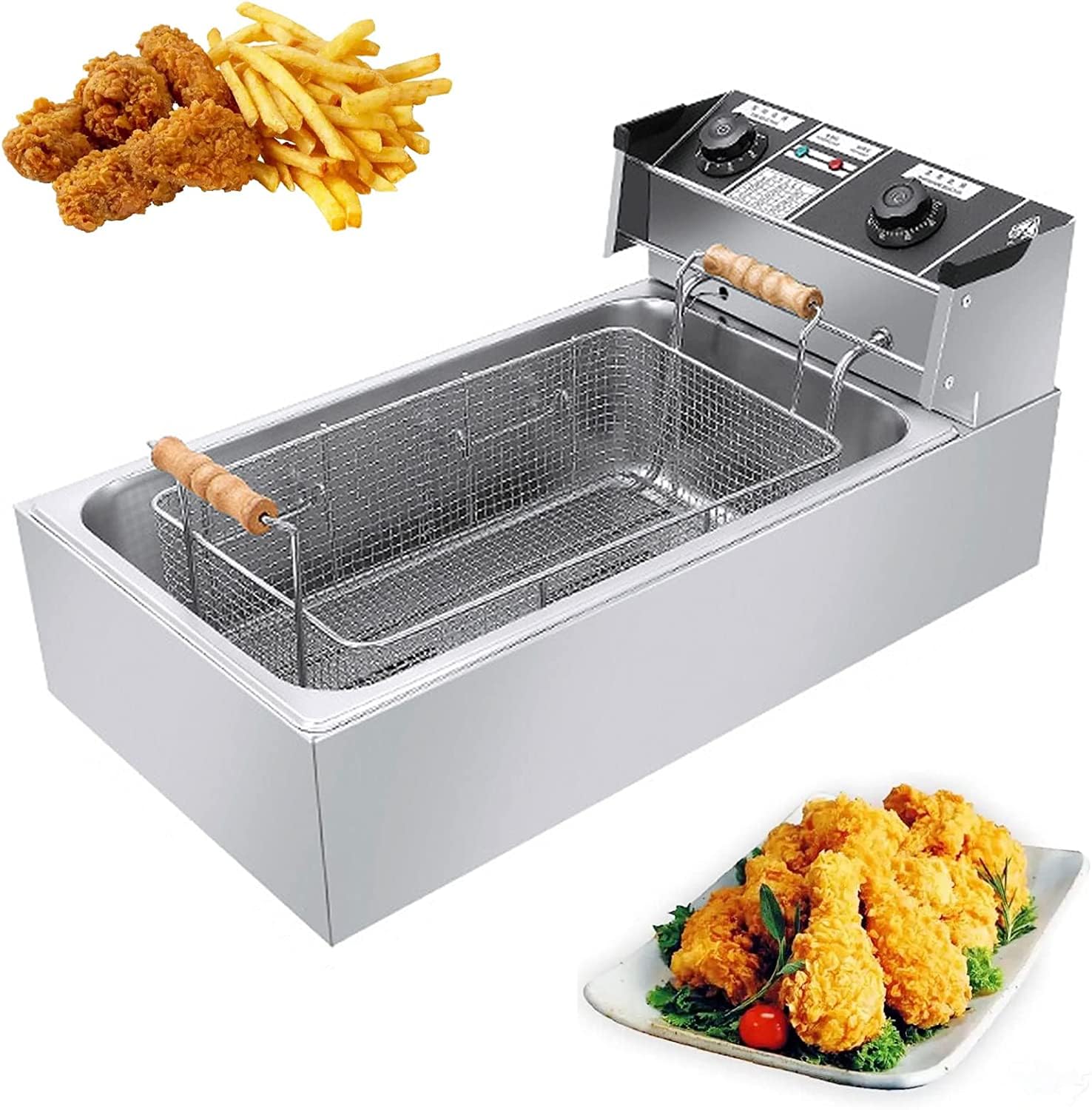 Amazon.co.jp: 業務用電気フライヤー 22L、3200W、ステンレス製、温度