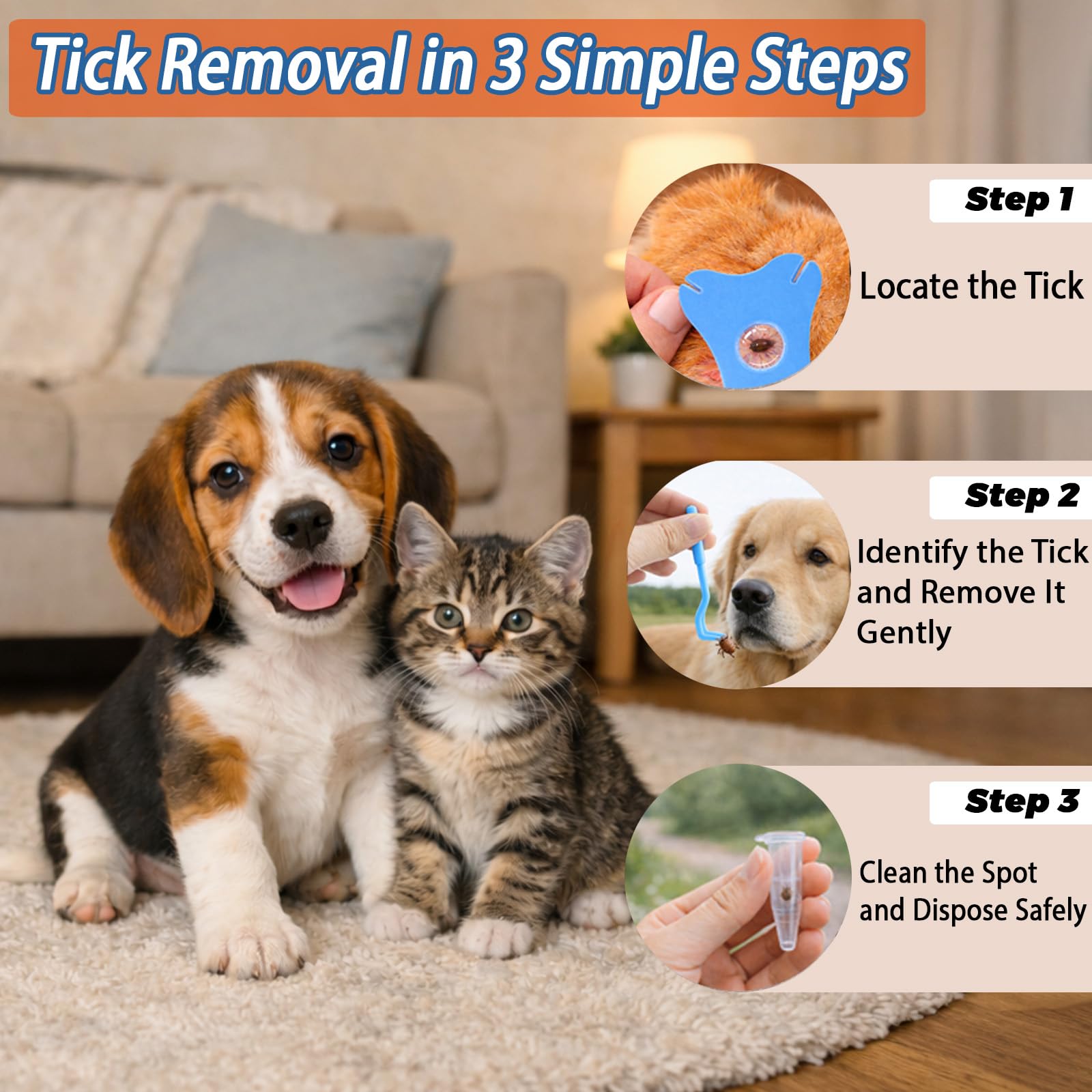 Premium Tick Remover Kit for Dogs Cats and Humans, 54-in-1 Tick Removal Tool Set with Stainless Steel Tweezers Hooks Comb and Puller, Portable Hiking Essentials with Water Resistant First Aid Case - image 5