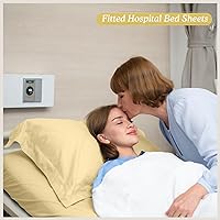 Vista 5 de Moukeren Juego de sábanas de hospital, 6 piezas, sábana bajera ajustable de bolsillo profundo de 36 pulgadas con elástico en todo el contorno, Beige