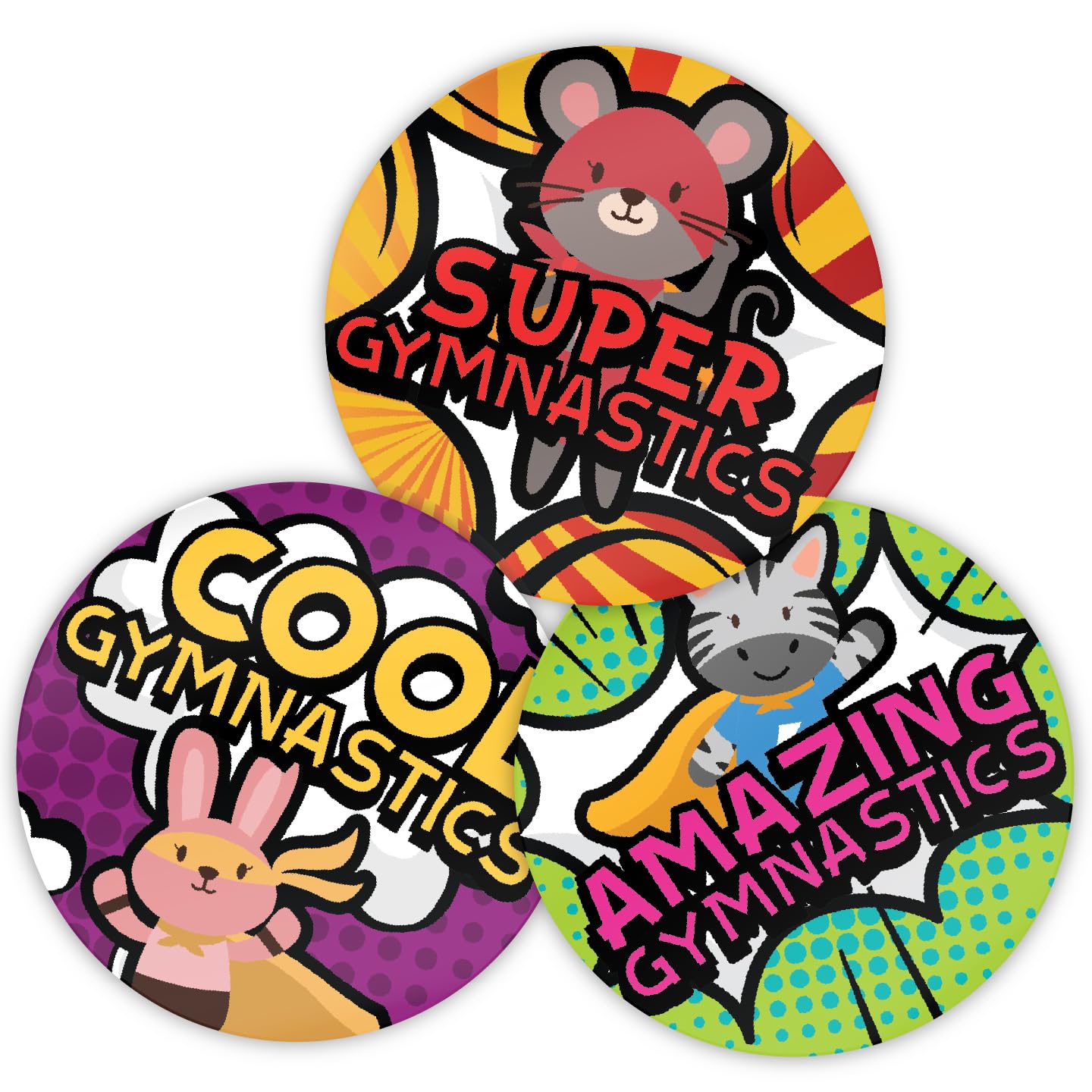 Stone Melon School Reward Stickers 144 Gymnastics Superhero Stickers 30Mm Round Hero Awards Nursery Teachers Parents Children Kids