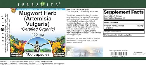 Miniatura 2 de Hierba Artemisia Vulgaris (Orgánica Certificada) - 450 mg (100 Cápsulas, ZIN 517772) - Paquete de 2