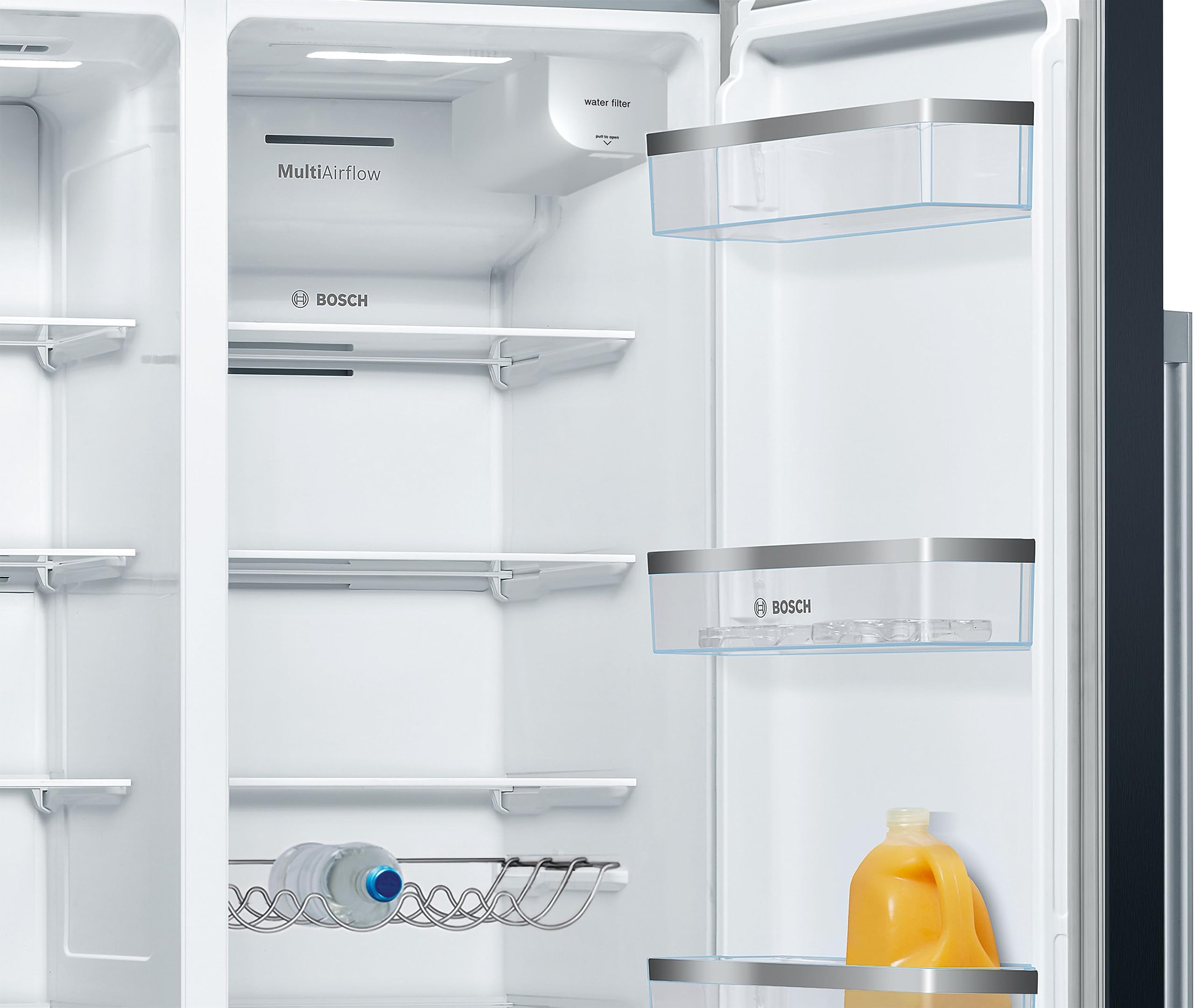 Bosch Serie 6 Side-by-Side Kühlschrank 178.7 x 90.8 cm NoFrost KAD93ABEP | Eis- und Wasserspender mit Festwasseranschluss, XXL 533 l Volumen, helle LED Beleuchtung, edle schwarze Front, VarioZone