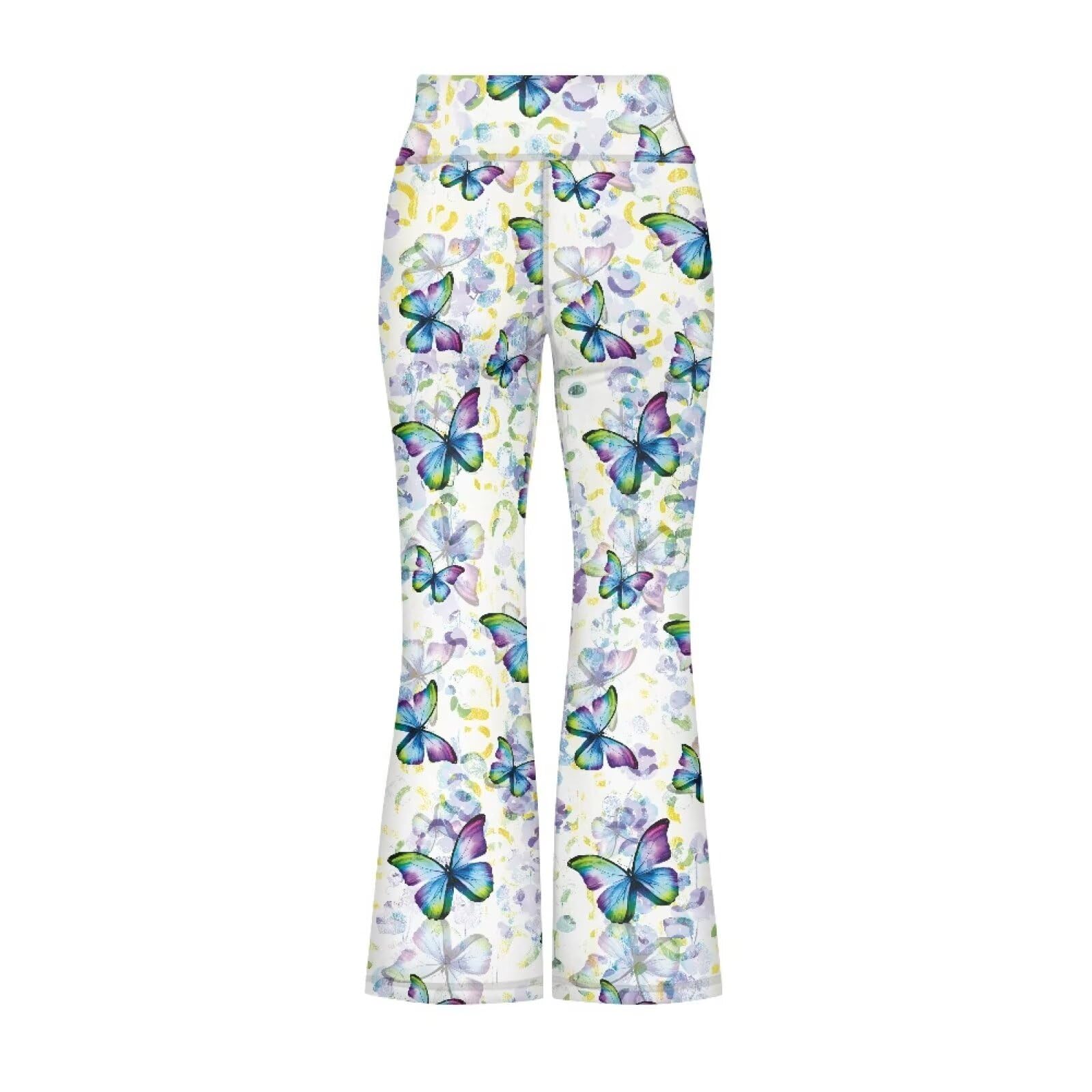 Yruonazao Blue Butterfly Pants for Girls Yoga Pants Size 13-14 Yoga Pants for Girls Activewear Leggings High Waisted Yoga Bootcut Pants Full Length Bell Bottoms Yoga,Pilates,Workout,Running,Cycling
