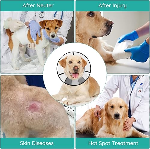 Miniatura 5 de Laetipet Collar de cono suave para después de la cirugía, conos transpirables para perros y gatos grandes, medianos y pequeños, cómodo collar para