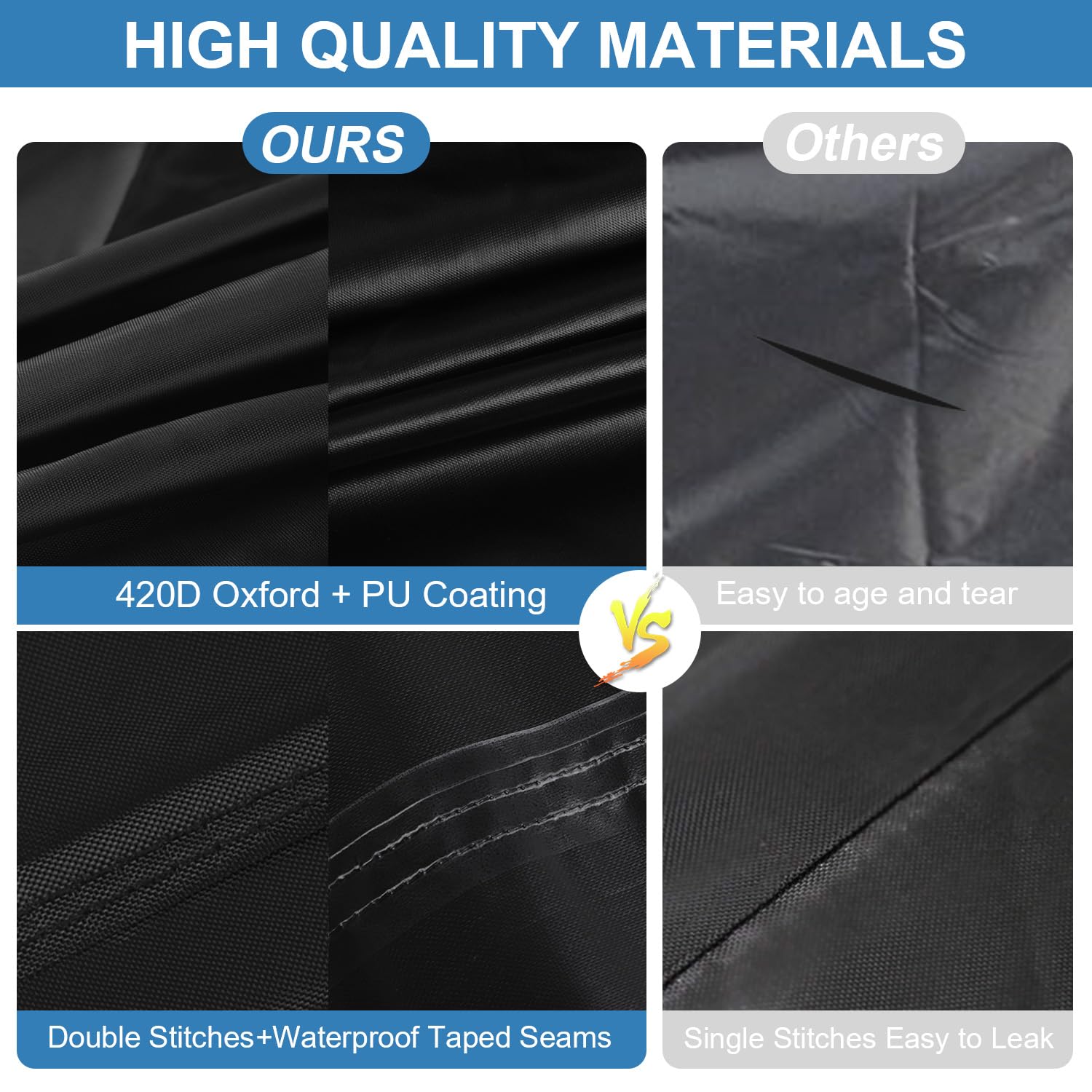 VANSHEIM Garden Furniture Covers Waterproof Outdoor Furniture Covers for Outside Table Cover for Garden Furniture Cover Outdoor Furniture Set Covers Anti-UV 420D Oxford Fabric 240x120x75cm - Image 4