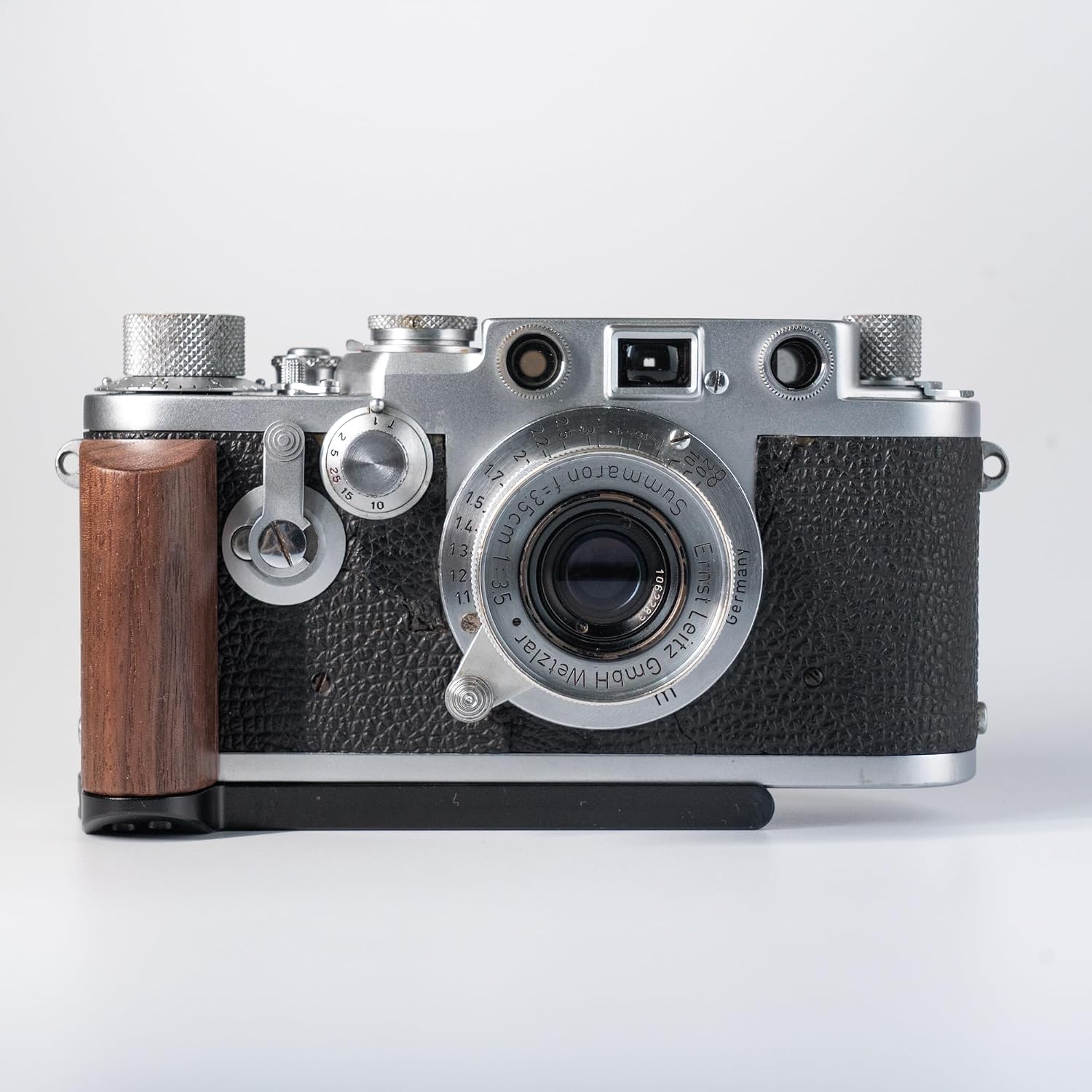 Wooden Wood Hand Grip + Aluminum Alloy Baseplate QR L Handle for 3F 3G iiif iiig Camera (Walnut + Black Base)