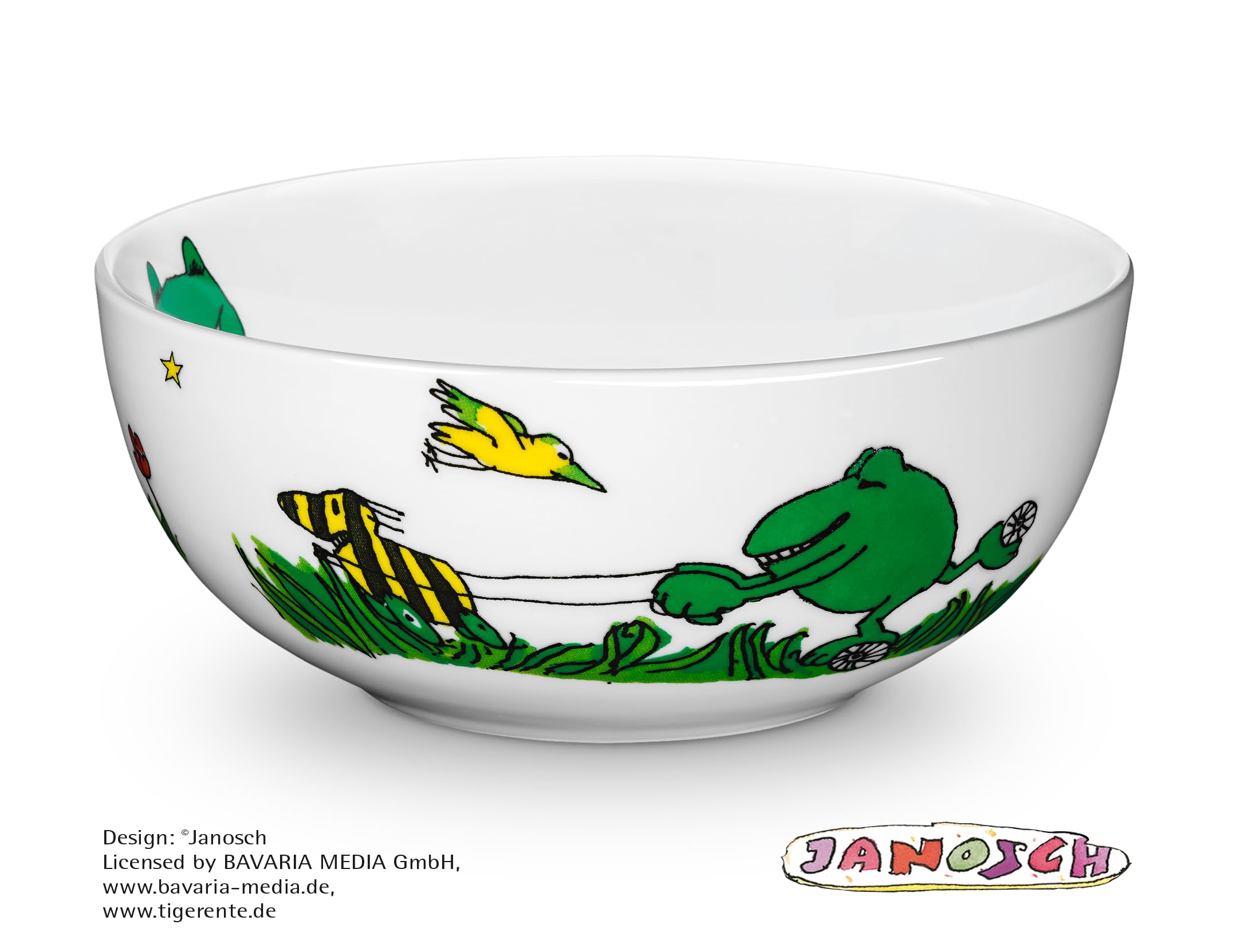 WMF Kindergeschirr Set Janosch Kindergeschirr Set 6-teilig mit Gravur – mit Namen – Porzellan Teller & Müsli-Schale mit Kinderbesteck – Kinder-Geschirrset für selbstständiges Essen ab 3 Jahren