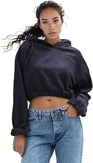 ريفين سويت شيرت بغطاء للرأس سهل الارتداء بلون اسود سادة مع حاشية مرنة للنساء