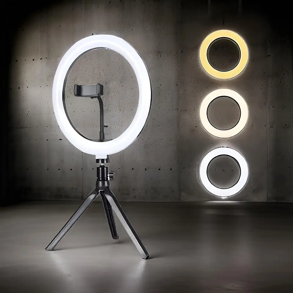 Ring Light Iluminador LED, Com Tripé E Suporte Para Celular Universal Selfie, Premium, Marca VARENZIA