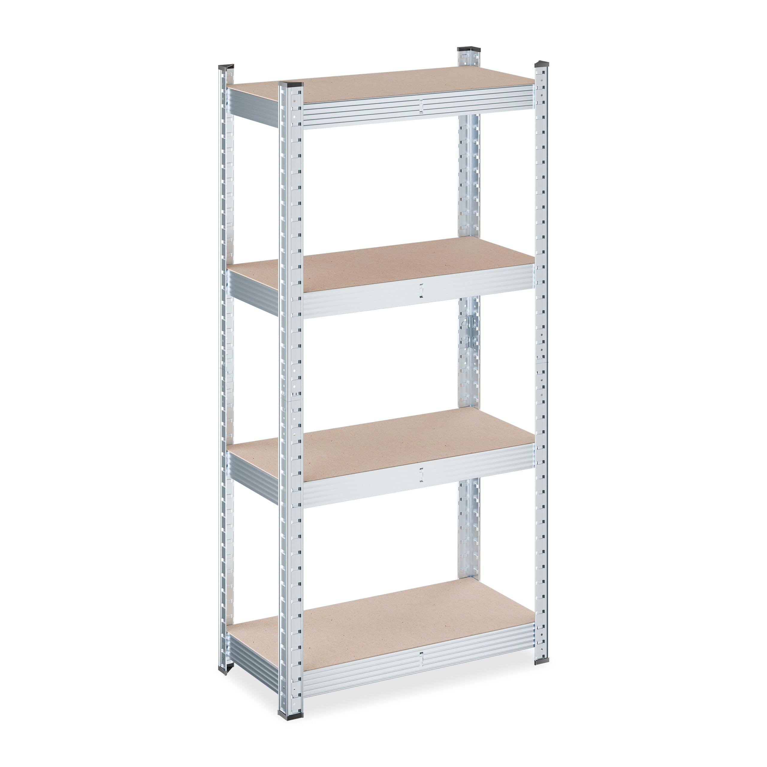 Relaxdays Scaffale Carichi Pesanti, 120x60x30 cm, 4 Ripiani Alta Portata 700 kg, Garage, Acciaio Zincato, Marrone Chiaro