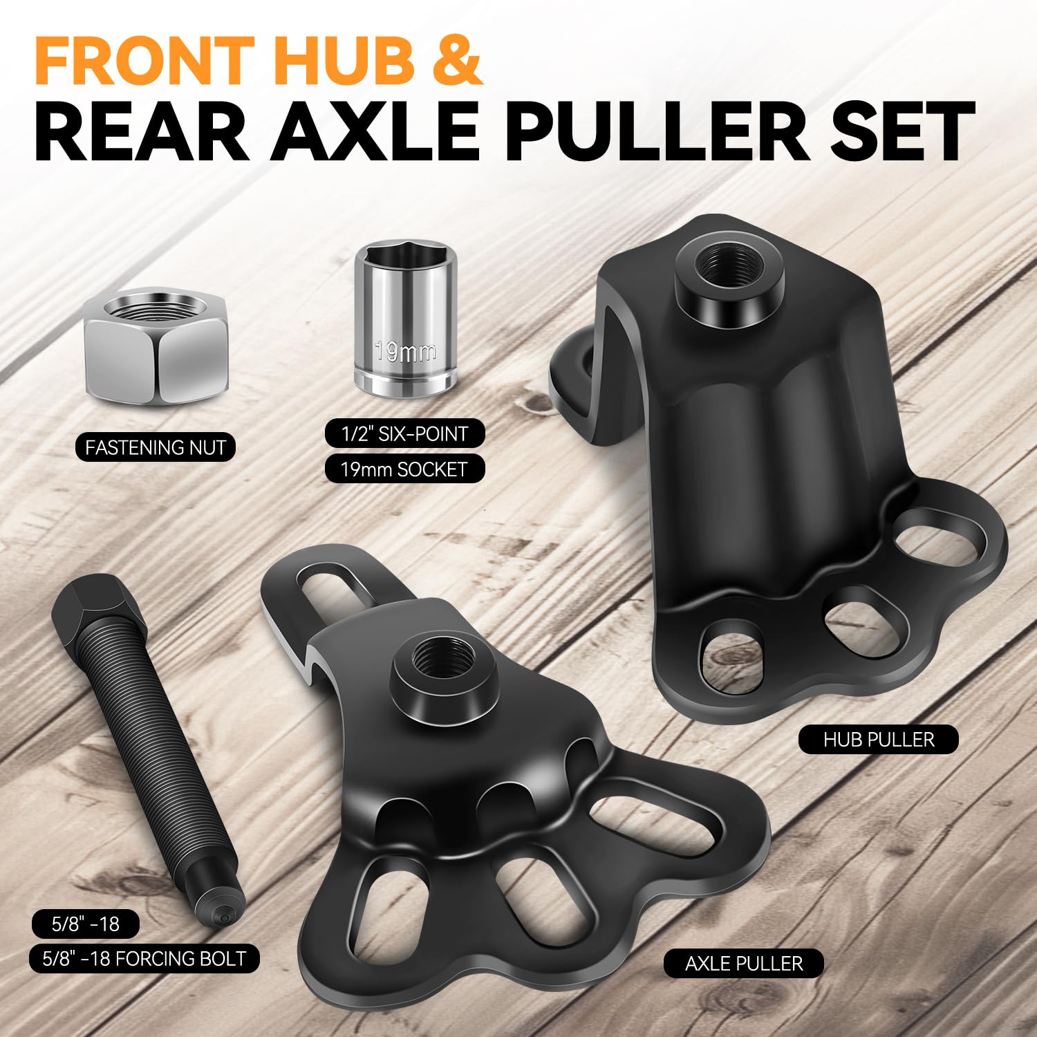 Auto Dynasty 5pcs Front Wheel Bearing Puller & Rear Axle Puller Remover Tools Set with Forcing Bolts and Sockets for 3-3/4