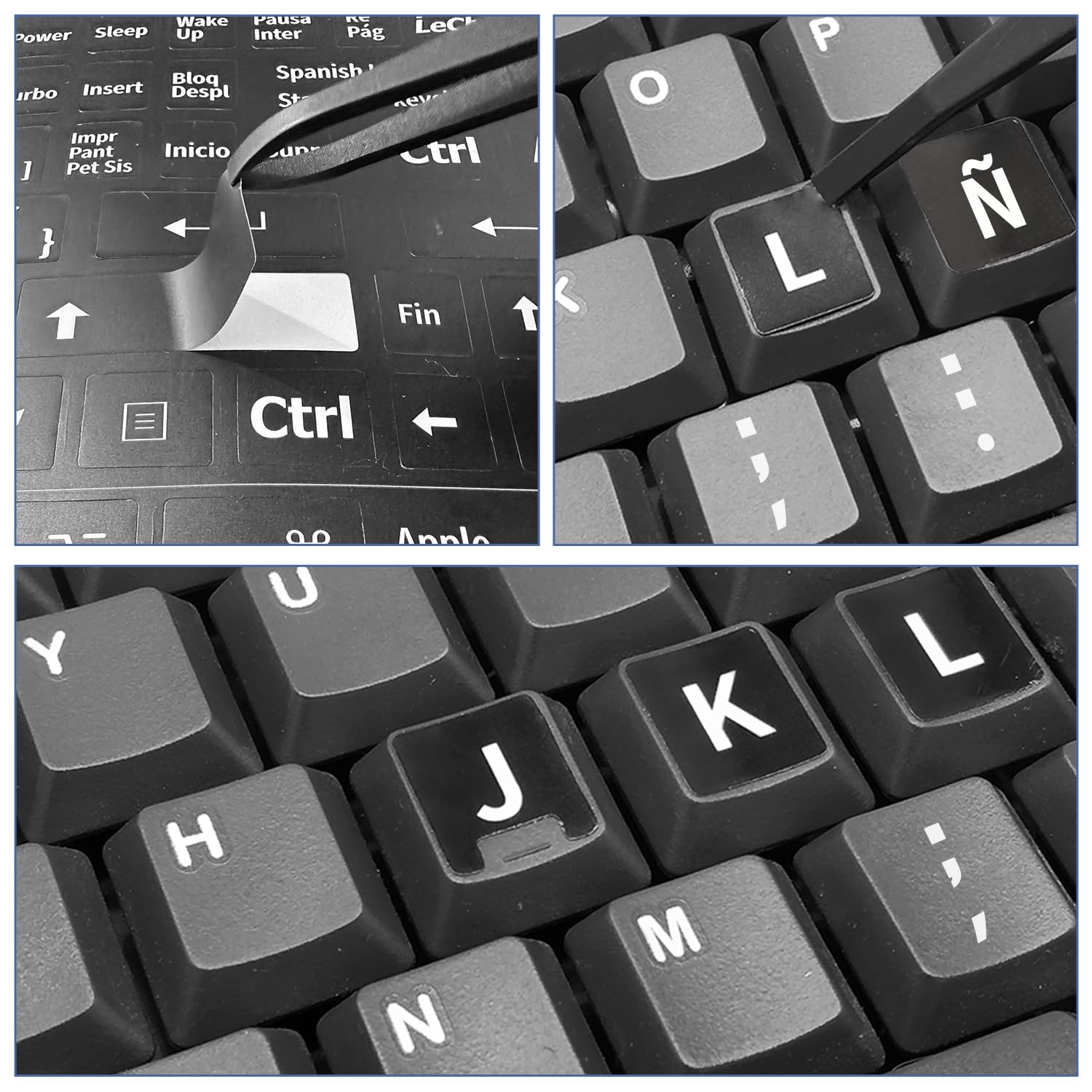 Pegatinas para Teclado Español, 2 Pcs de Repuesto de Letras, para Cualquier Teclado Estándar, Computadora Portátil (Diseño en Español, Mate)