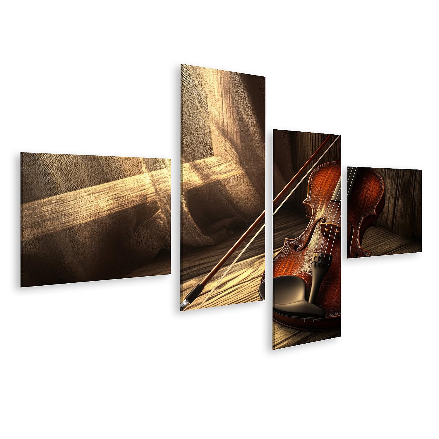 islandburner Quadro su tela violino alla luce del sole su pavimento in legno per soggiorno amanti della musica negozio di musica immagini murali poster