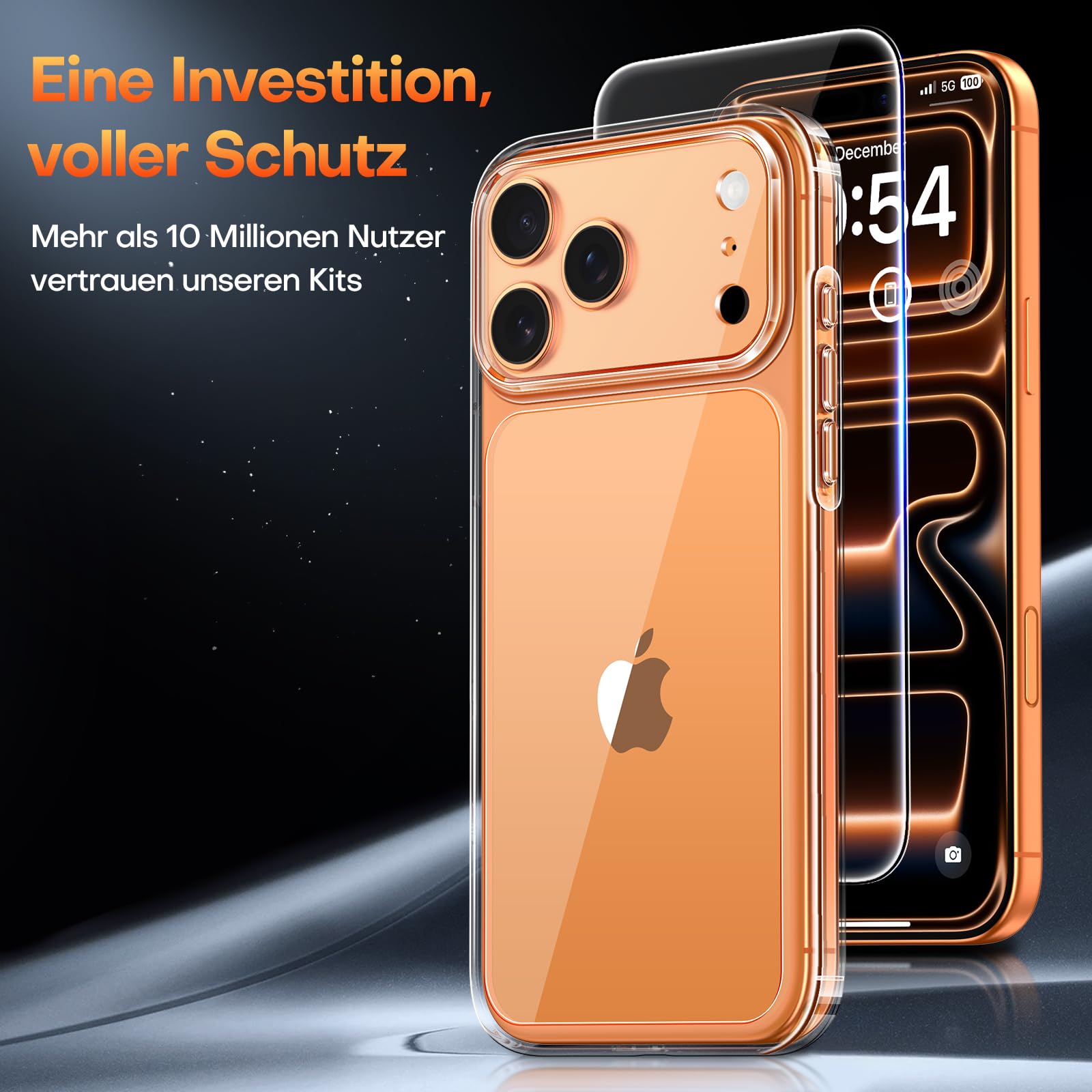 TAURI für iPhone 17 Pro Hülle 6,3" mit Panzer Schutz Glas Folie und Kamerasteuerung, Vollständiger Kameraschutz, Stoßfest Magnetisch Handyhülle - Durchsichtig
