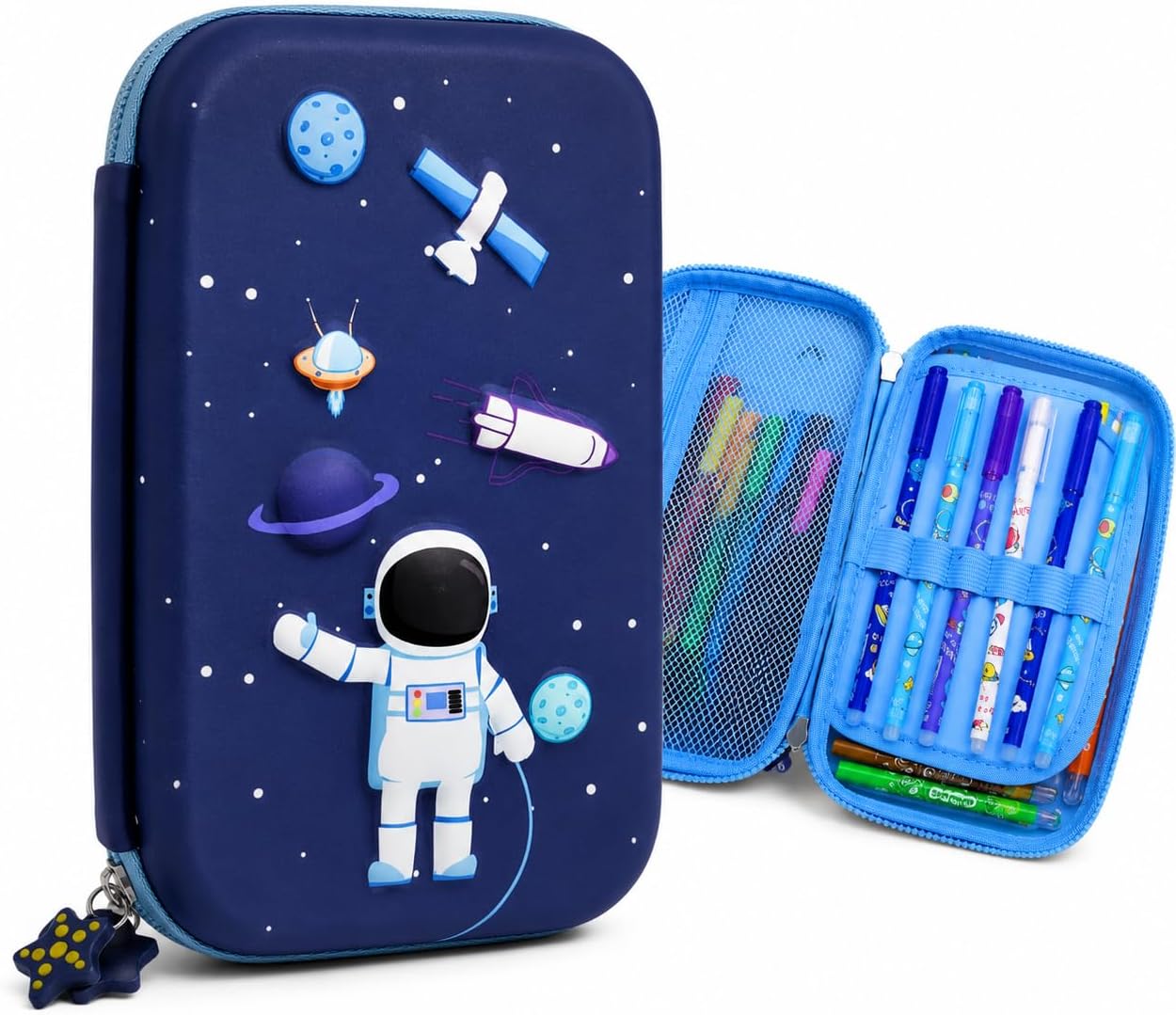 PLUSPOINT 3D Astronaut Pencil case Space Theme Large Capacity Premium Stylish EVA Case Embossed Compass, School Supply Organizer for Students, Stationery Box, Cosmetic Zip Pouch Bag