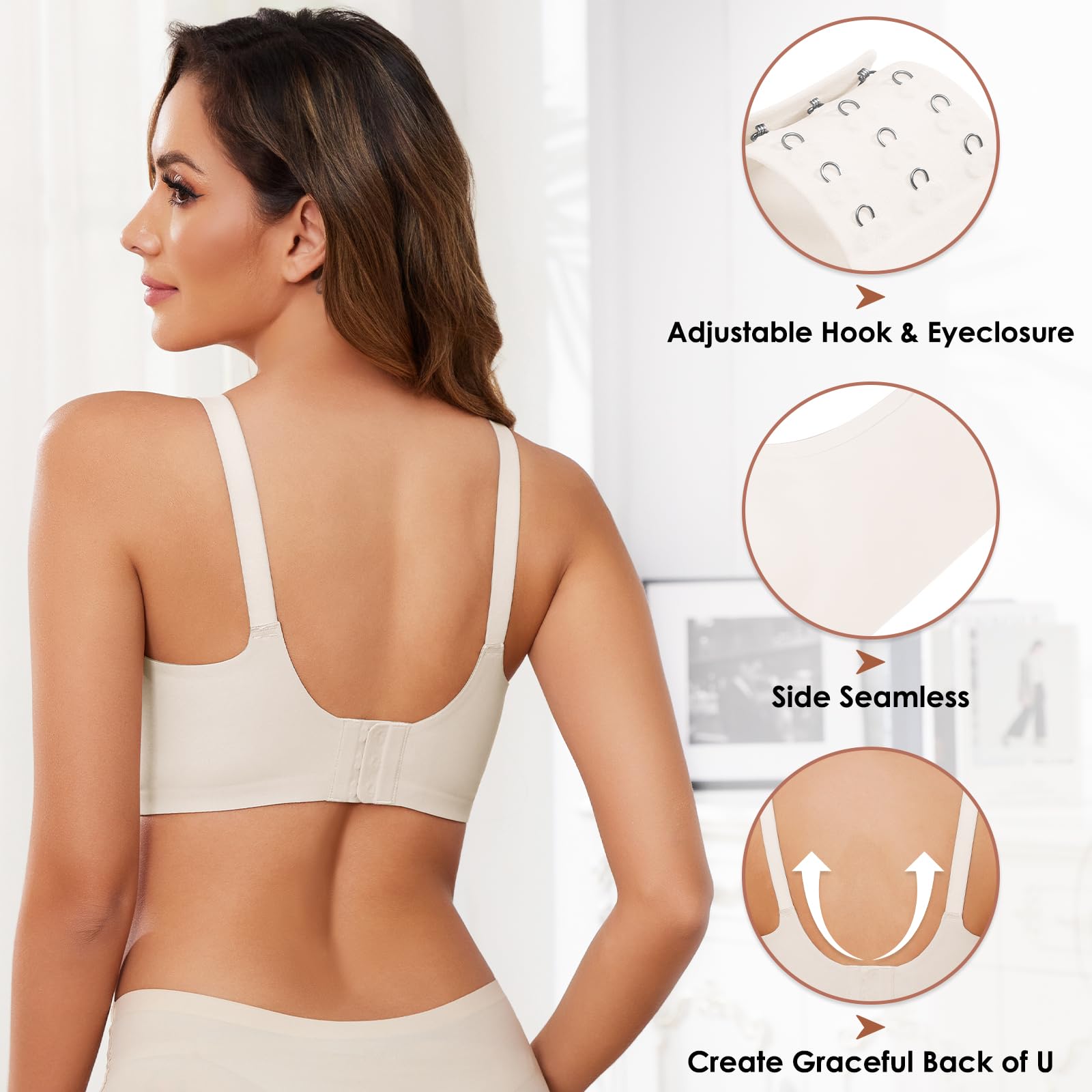 Xnova Donna Reggiseno Senza Ferretto con Cuscinetti, Stretch Leggero Reggiseni di Base Spalline Regolabili Senza Schienale, Comfort Intimo Bralette Invisibile Elasticizzato