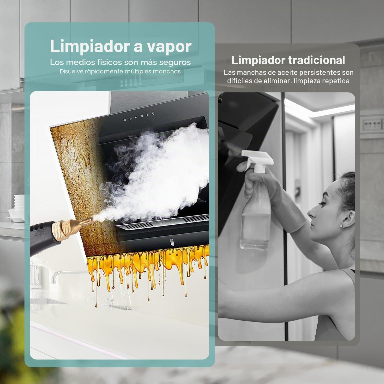 Kavolet Limpiador a Vapor, Vaporeta Limpieza Hogar Potente de Mano 1500 W, Limpiador portátil Multiuso, 3.5 Bares de presión, para Hogar, Cocinas, Alfombras, Cristales, Sofá