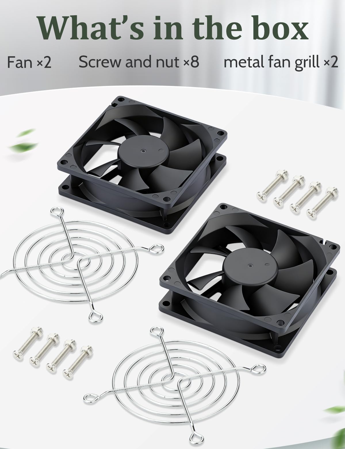 Bürstenloser Lüfter, 80 mm x 15 mm, Gleichstrom, 12 V, 3-polig, Geschwindigkeitsregelung, hohe Leistung für PC-Gehäuse, Computer, Wohnmobil, Kühlschrank, CPU-Kühler, Batteriebox, NAS, 2 Stück