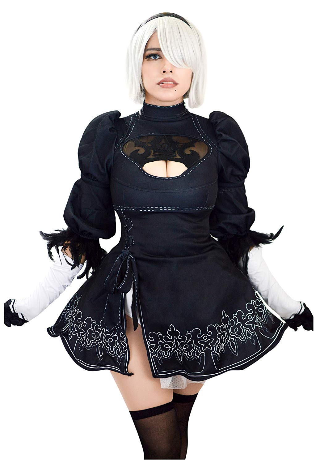 Cosplay Life Nier Automata 2B No2 Type B Cosplay Costume Leotard Skirt with Hairband Leggings Set for Women