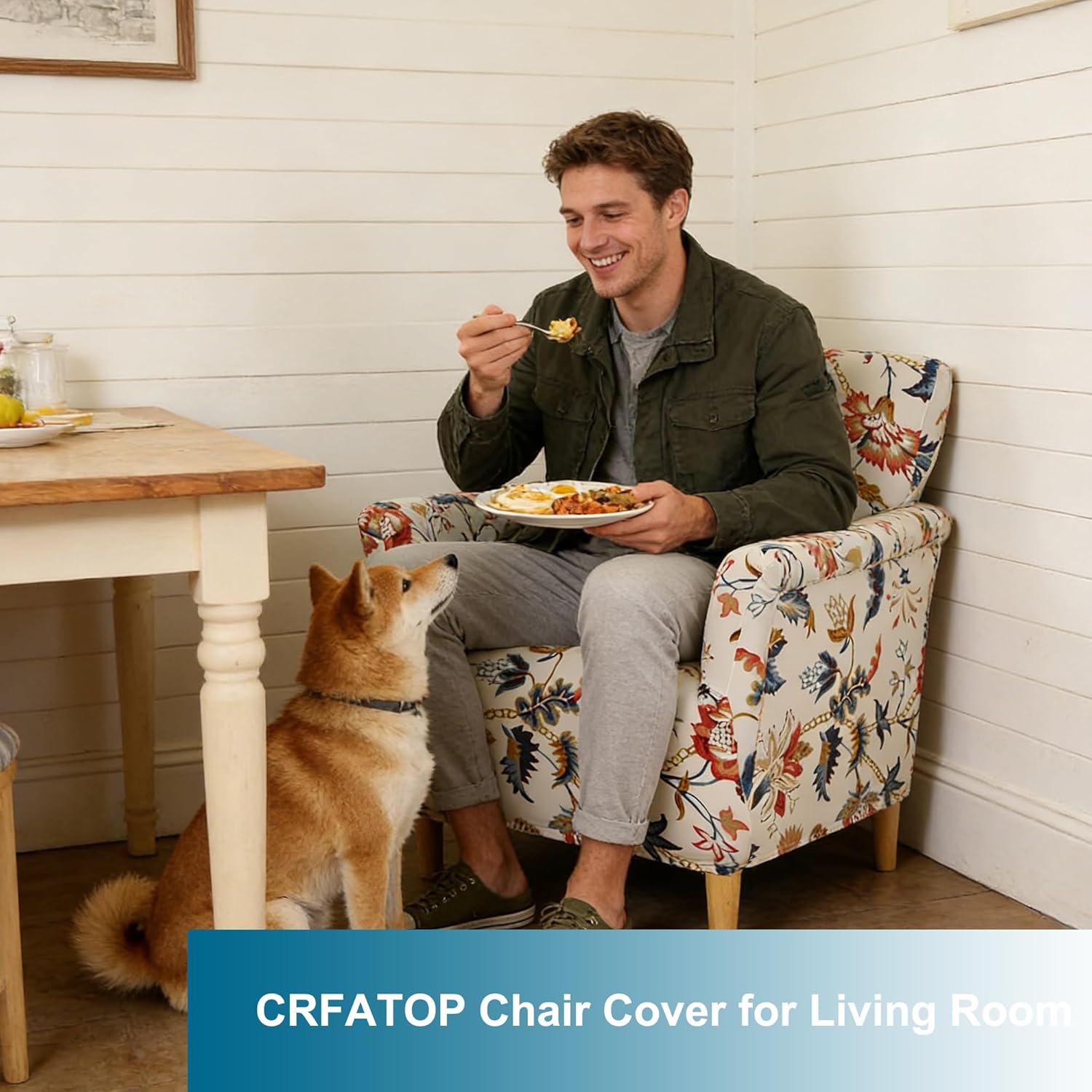 CRFATOP Printed Stretch Chair Slipcovers with Arms for Living Room 1 Piece Accent Chair Covers Soft Banquet Chair Covers Saucer Armchair Furniture Protector Office Reception Reading Sofa,A44