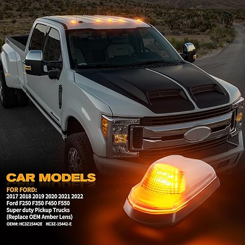 Miniatura 9 de POPMOTORZ 5 luces LED blancas para techo de cabina de techo, luces de separación superior de techo para Ford F250 F350 F450 F550 Super Duty 2017
