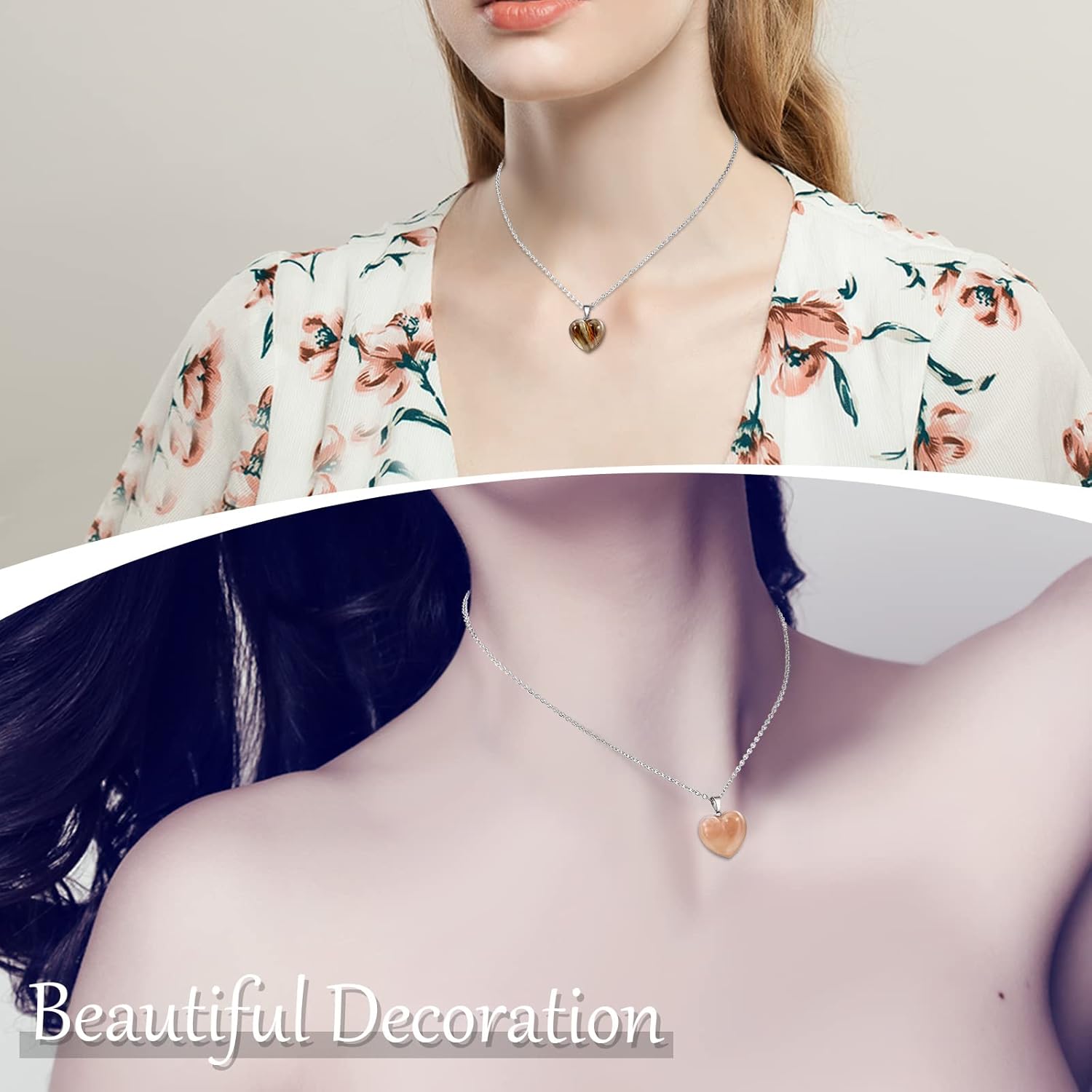 Geelin 15 Types Heart Shape Crystal Necklace Heart Crystal Charms Pendants Women Love Necklace for Christmas Valentine's Gift, Wife Girlfriend Gift Birthday Party Favor - Image 6