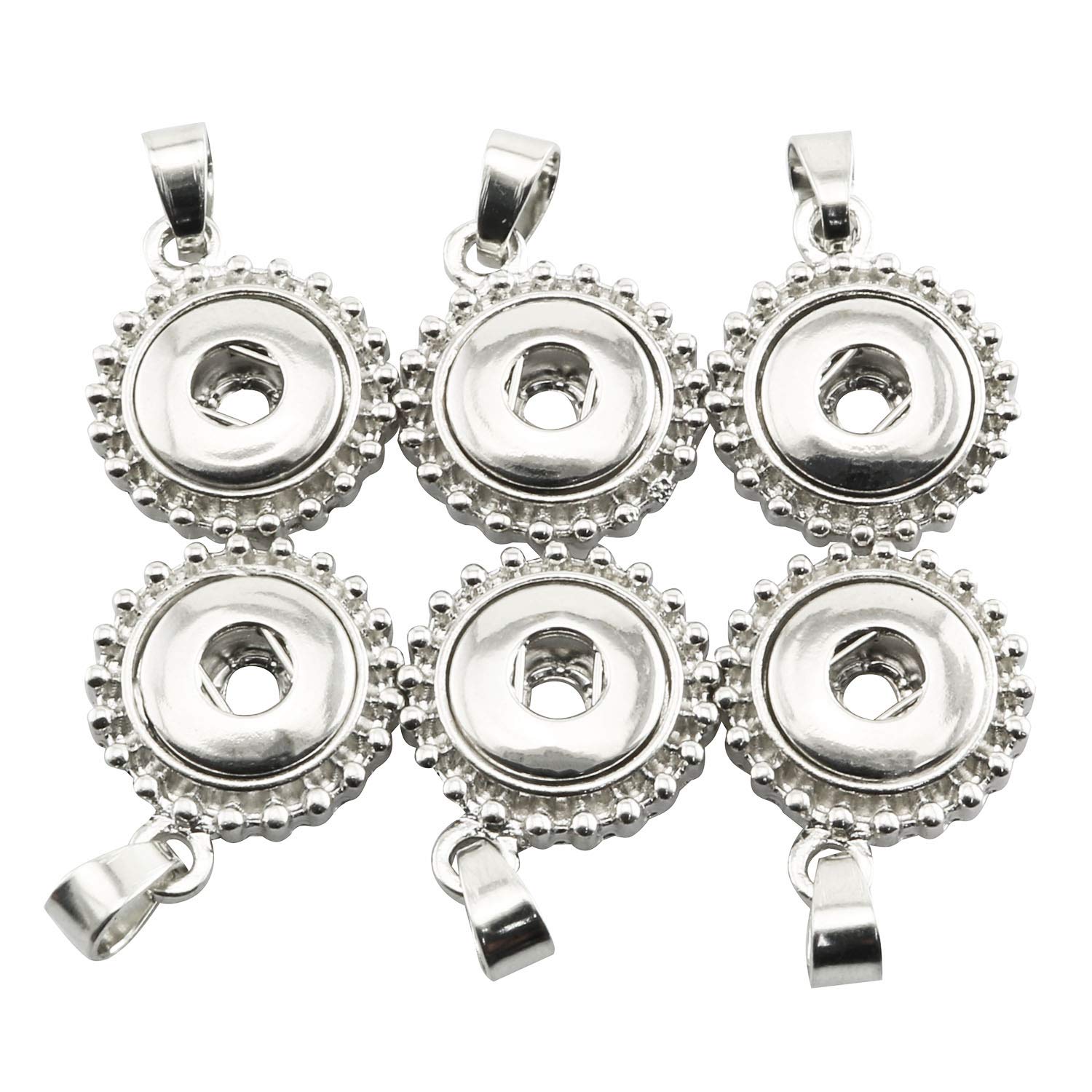 6pcs 12mm Metal Alloy Button Shape Pendant Petite Size Hang Snap Button Base Pendant DIY Decoration for Jewelry Making Necklaces Earring-Handcraft