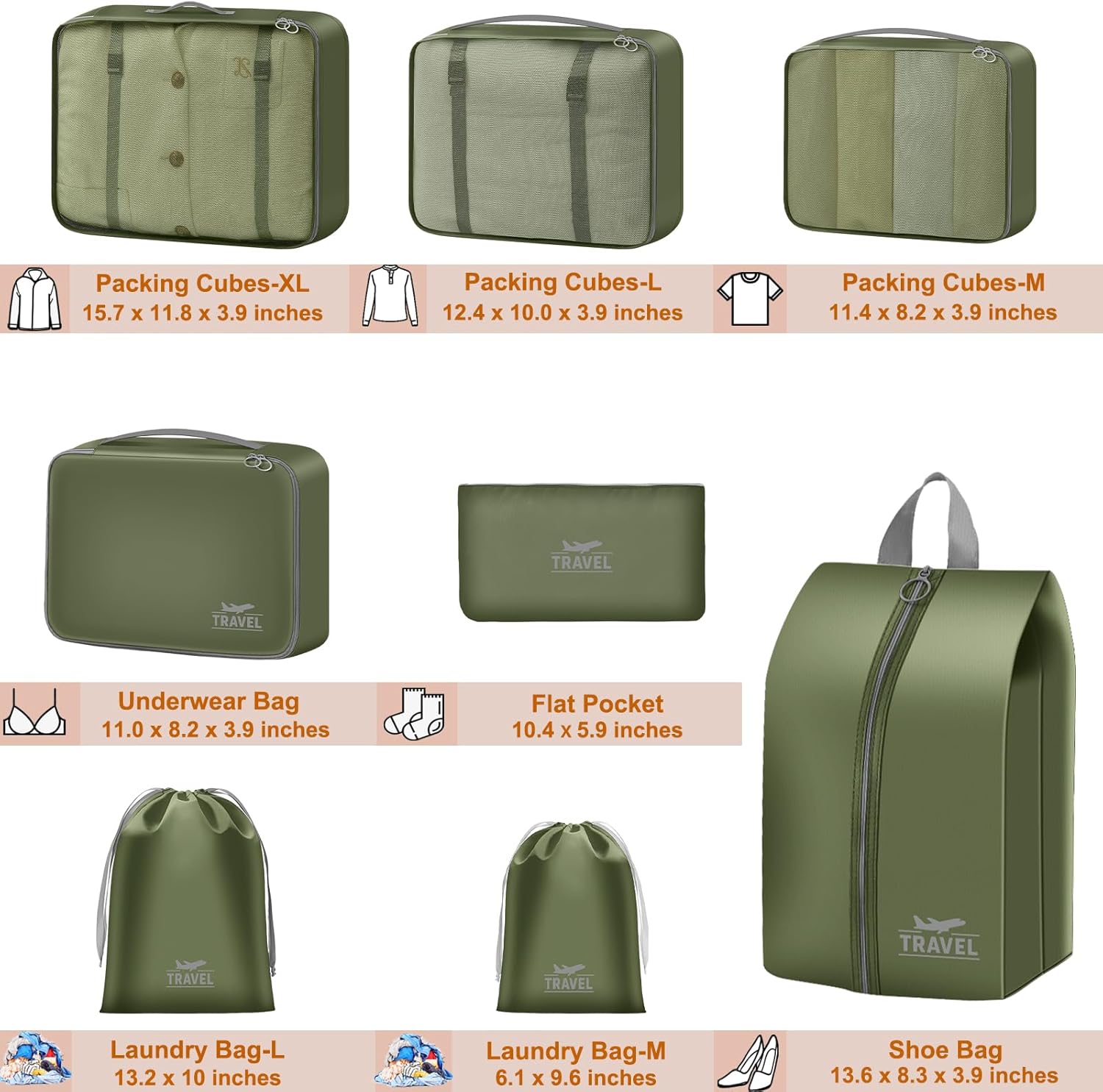 Packing Cubes for Travel - 8 Set Luggage Organizer Bags for Family, Mesh Breathable Packing Cubes for Suitcases Durable Travel Essentials Bags Set - Image 5