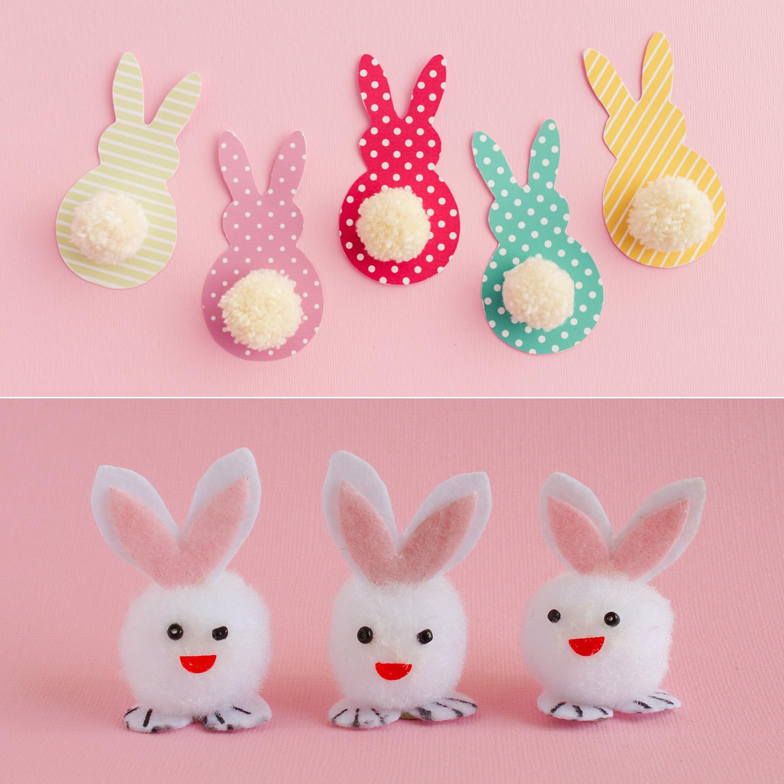 130 Pezzi Di Pompon Pastello Rosa E Bianco Per Craft E Fai-da-te - Palline Soffici In Poliestere Da 1 A 3 Cm
