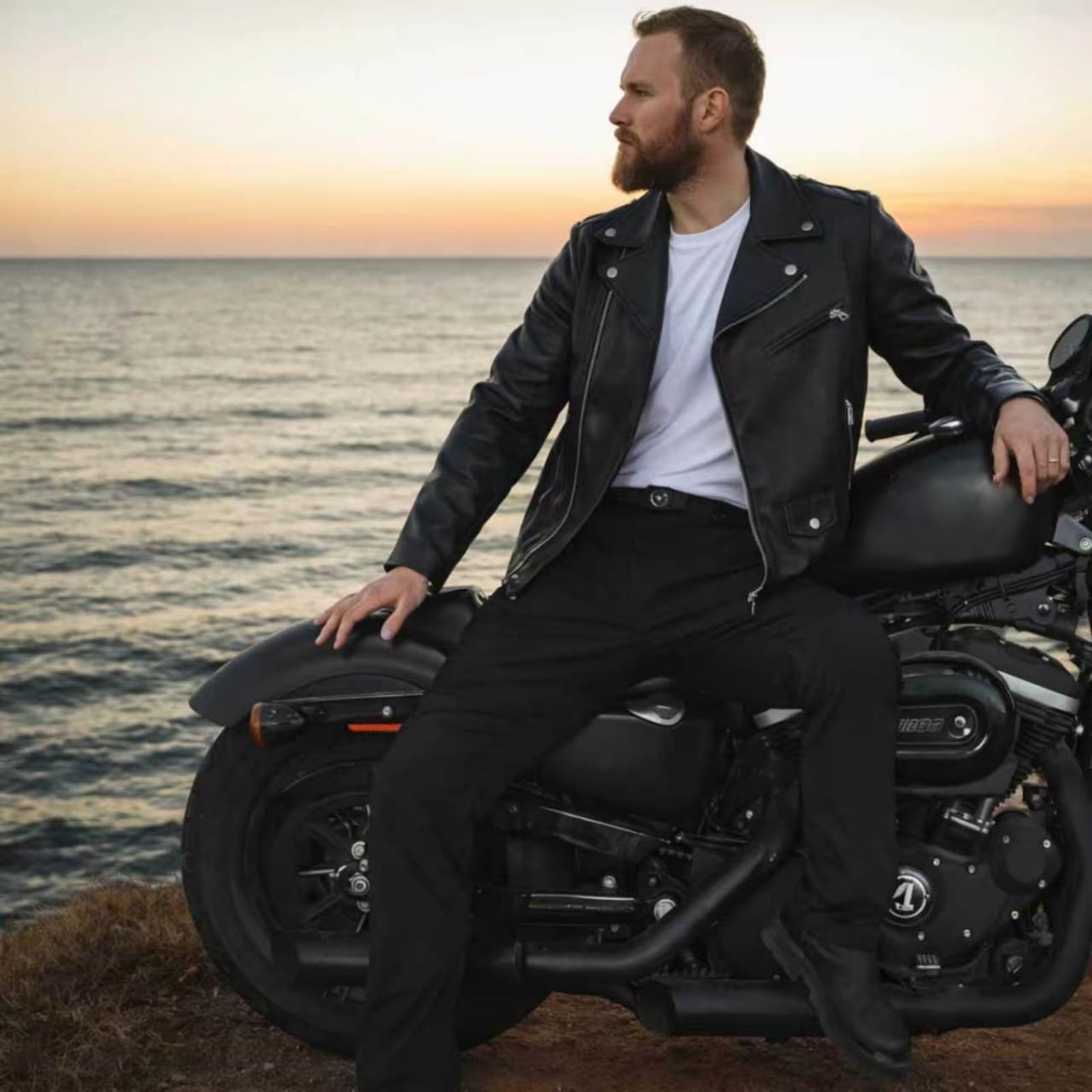 Motorradhose Herren mit CE Protektoren (Honeycomb) – Höhenverstellbar & Fixierbar, 97% Baumwoll-Stretch, Motorrad Textilhose 4-Saison Stadt, Leicht Wasserdicht & Reflektierend