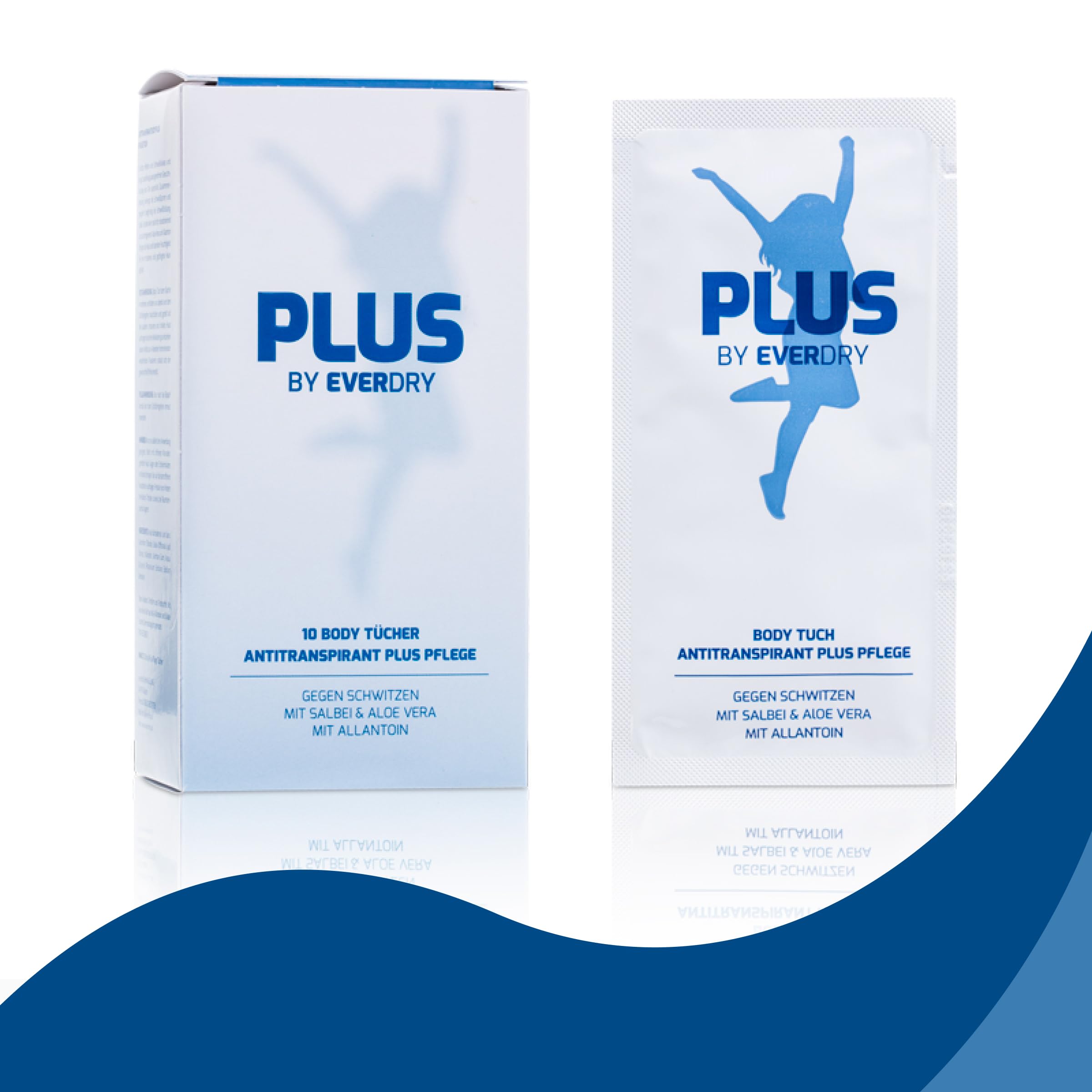 EVERDRY Antitraspirante Plus salviette per la cura contro la sudorazione di corpo, viso e piedi, 10 panni per corpo, viso e feet con aloe vera, salvia e allantoina
