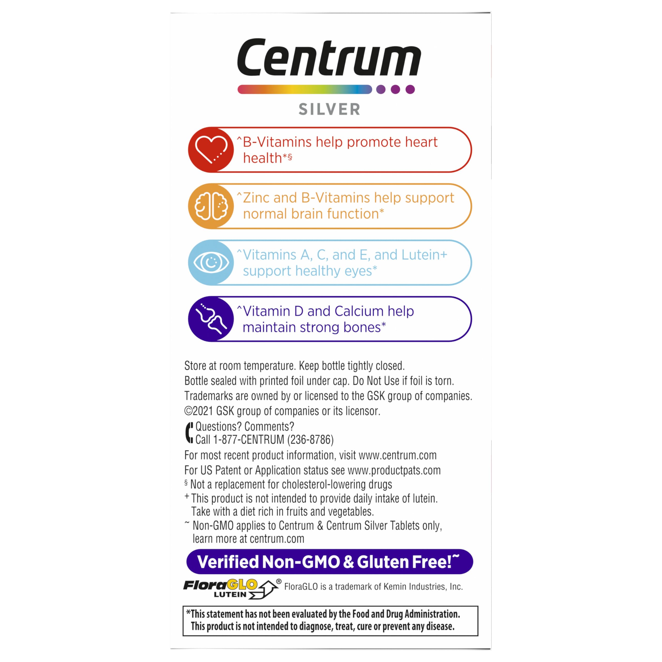 Centrum Silver Women's Multivitamin for Women 50 Plus, Multivitamin/Multimineral Supplement with Vitamin D3, B Vitamins, Non-GMO Ingredients, Supports memory and cognition in older adults - 65 Ct