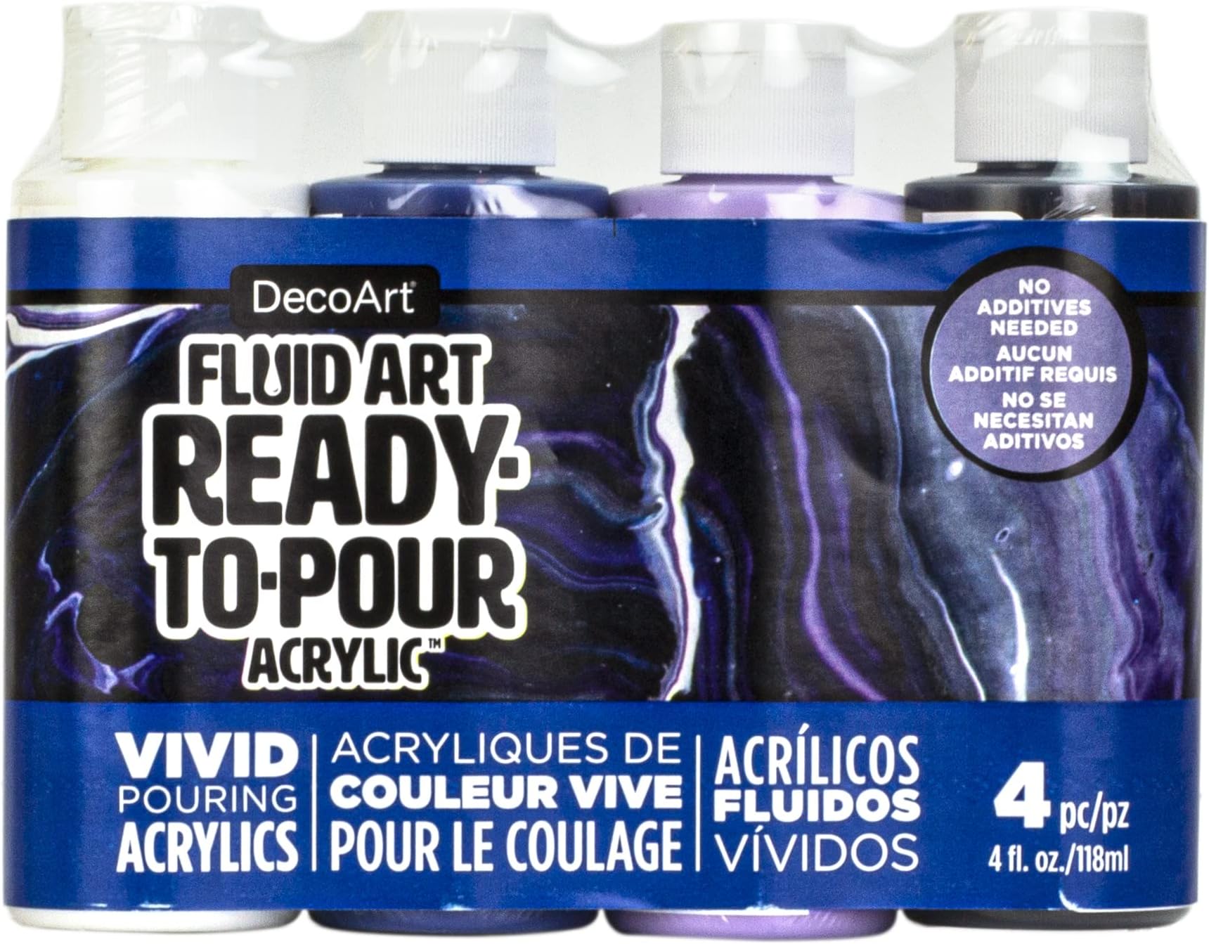 DecoArt FluidArt Paint Pouring Value Pack 4/Pkg-Galactic, Assorted