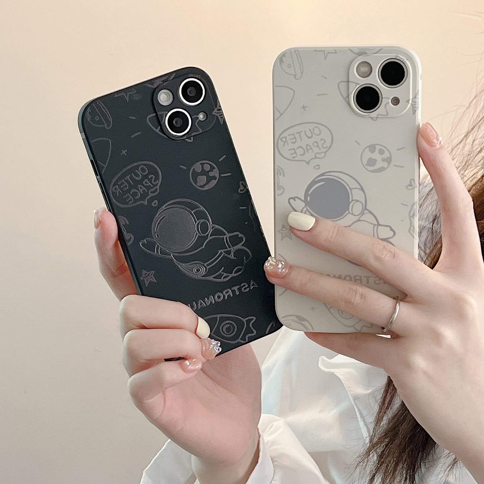 Yonds Queen for iPhone 15 Pro Max Cute Case, Cool Cartoon Astronaut Rocket Moon Space Design Stylish Soft TPU Bumper Shockproof Anti-Slip Protector Fashion Case (Fly Black, iPhone 15 Pro Max) — view 7