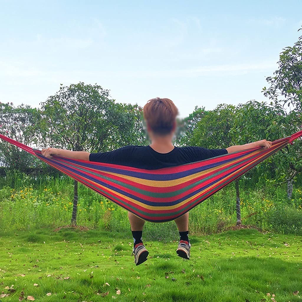 hamak kempingowy Portable Hammock 330 LB Lightweight i trwałe płótno Camping Hamak nadaje się do użytku wewnątrz i na zewnątrz Nadaje się do podróży, plaży, podwórka