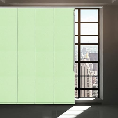 Miniatura 9 de Persiana opaca sin cordón, con panel deslizante de 4 o 6 rieles para ventana corrediza y puerta de patio, cortina de tela tejida, azul lago