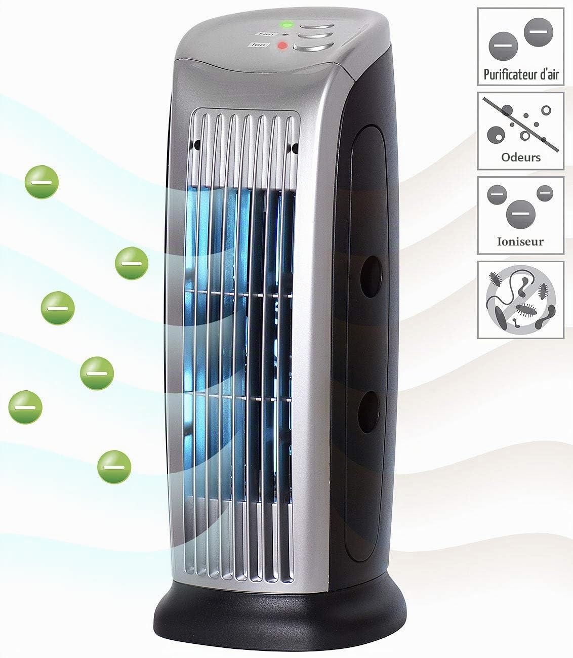 Sichler Haushaltsgeräte Purificateur d'air 10 W avec lumière UV, ioniseur et ventilateur LR...