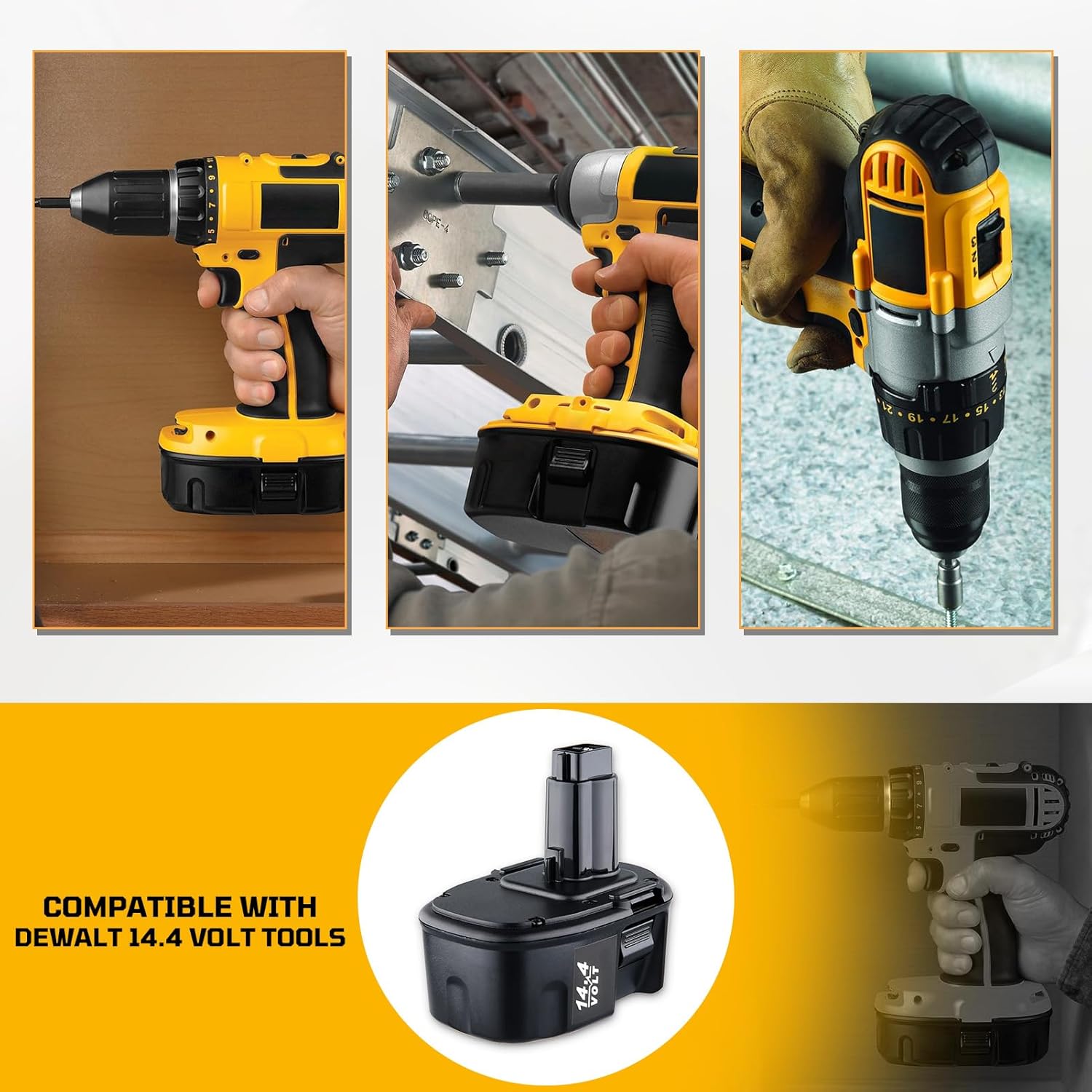 LUMSING 2Pack DC9091 4.8Ah Ni-MH Replacement for Dewalt 14.4V Battery Compatible with Dewalt Battery DC9091 DW9091 DW9094 DE9091 DE9092 DE9038 Cordless Power Tools