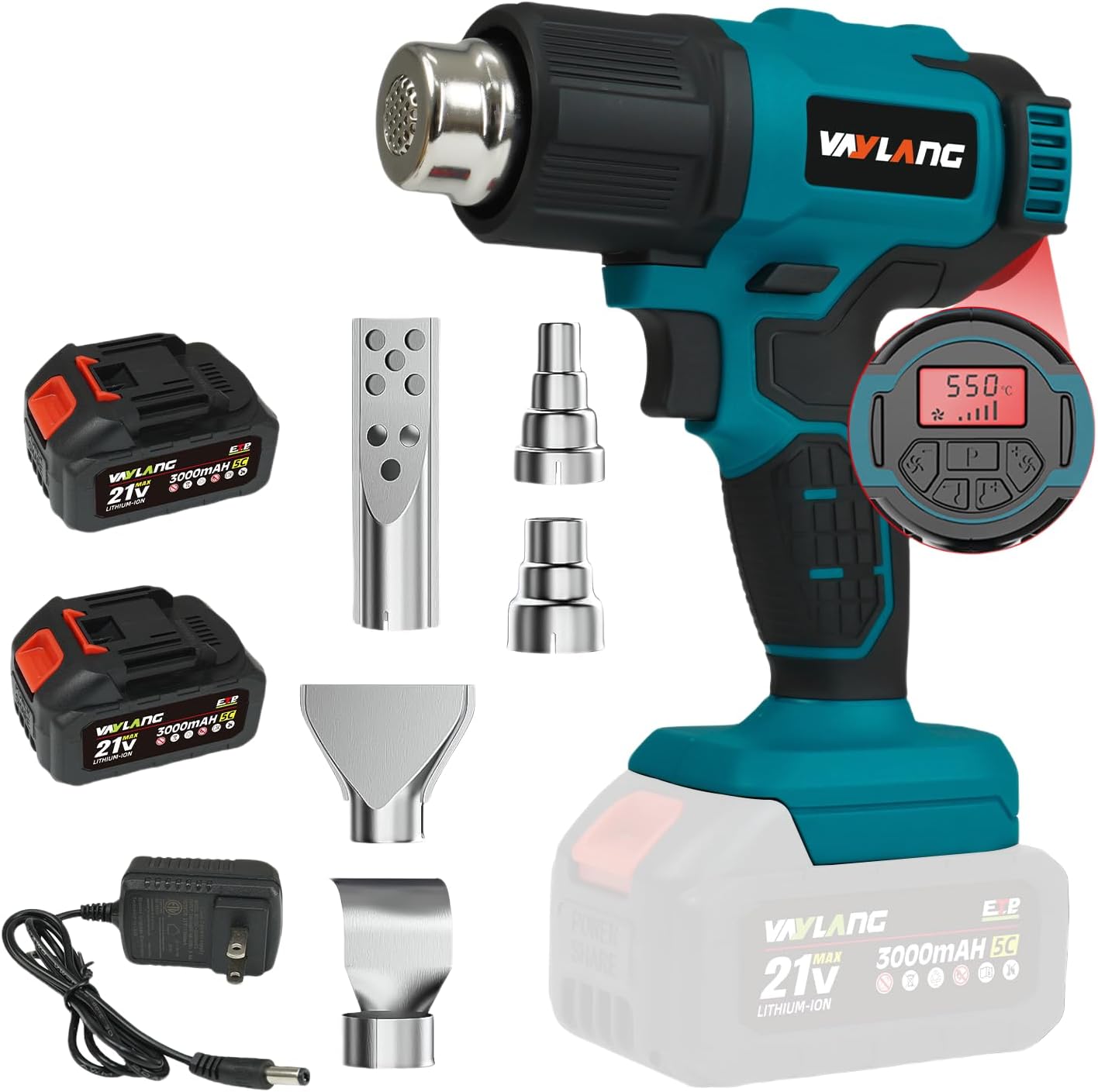 Cordless Heat Gun - Digital Precision Temp Control, Twin 3000mAh Batteries,550°F for Shrinking, Thawing, Glue & Paint Removal - Professional Battery-Powered Hot Air Gun Kit
