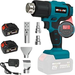 Cordless Heat Gun - Digital Precision Temp Control, Twin 3000mAh Batteries,550°F for Shrinking, Thawing, Glue & Paint Removal - Professional Battery-Powered Hot Air Gun Kit
