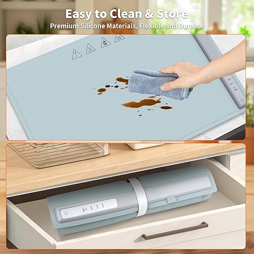 Miniatura 5 de Bandeja de calentamiento eléctrica para alimentos, calentamiento rápido de superficie completa con 3 niveles de temperatura, almohadilla térmica de