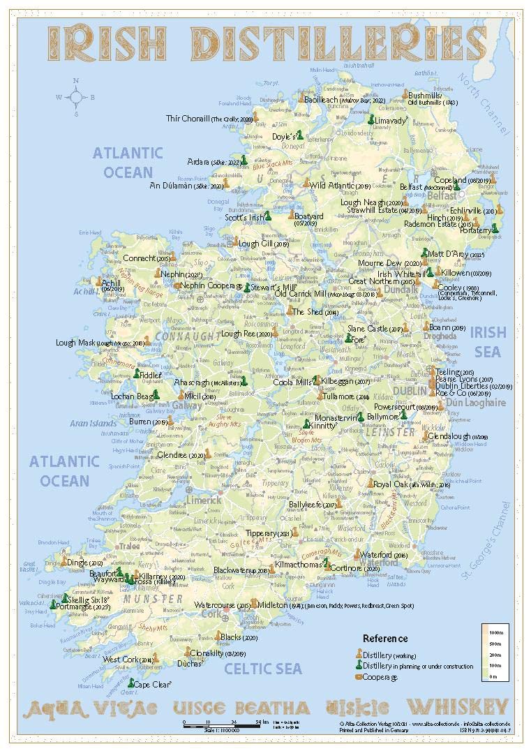 Whiskey Distilleries Ireland - Tasting Map: The Whisky Landscape in Overview