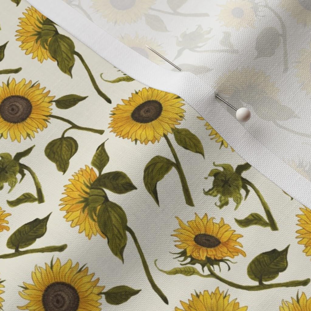 Spoonflower Fabric - Sunflower Yellow Small Floral Sunflowers Garden Field Flowers Printed on Petal Signature Cotton Fabric by The Yard - Sewing Quilting Apparel Crafts Decor