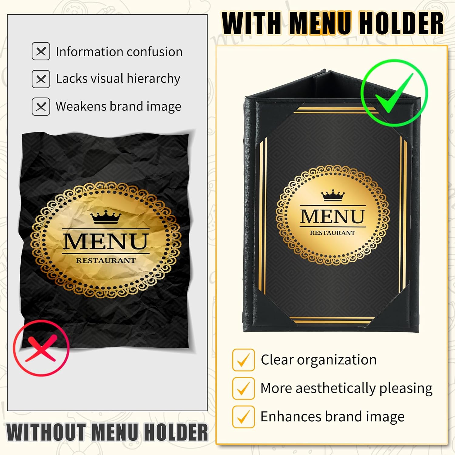 Table Tent Triangle Menu Holders 4" x 6", 15 Pack 3-Side Leatherette Picture Frames, Menu Cover with Angled Corners for Restaurant, Bar, Cafe, Wedding, Durable Menu Folders