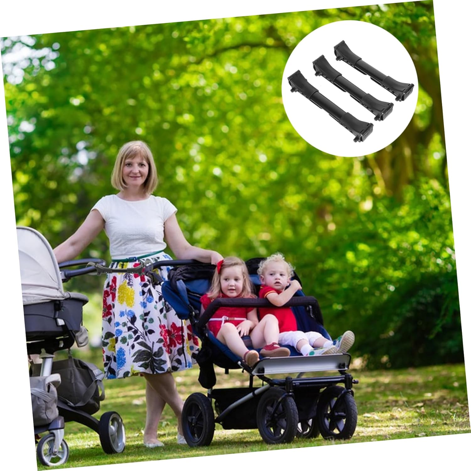 GARVALON 3pcs Twin Stroller Connector Detachable Pushchair Coupler Aluminum Accessories for Umbrella Strollers for Parents and Caregivers
