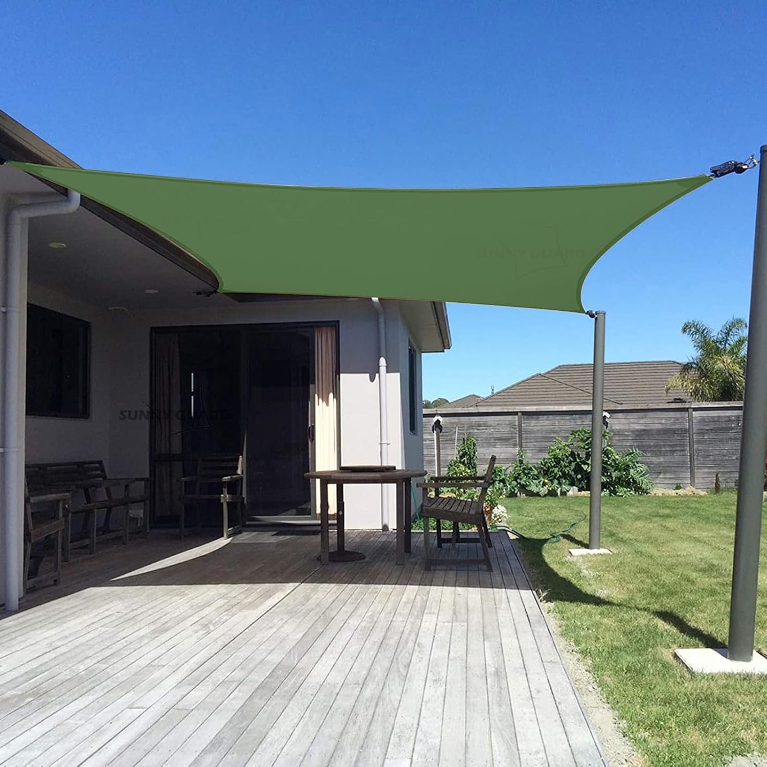 SUNNY GUARD Custom Size 10'x16' Piquant Green Sun Shade Sail Rectangle UV Block Shade for Backyard Yard Patio Deck Garden.(Customized.)