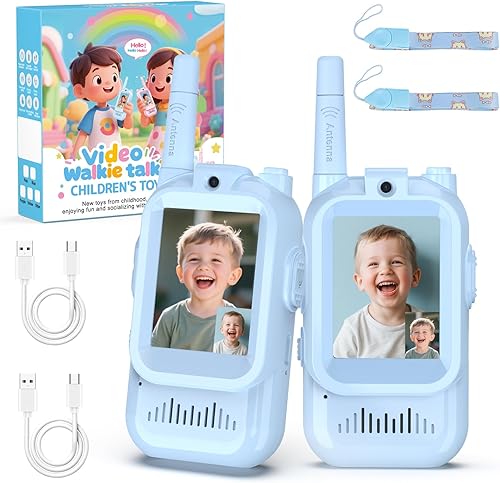 Miniatura 9 de BlueFire Walkie Talkies para niños con video, pantalla de radios de juguete con efectos de voz, emparejamiento uno a uno, largo alcance, juguetes de